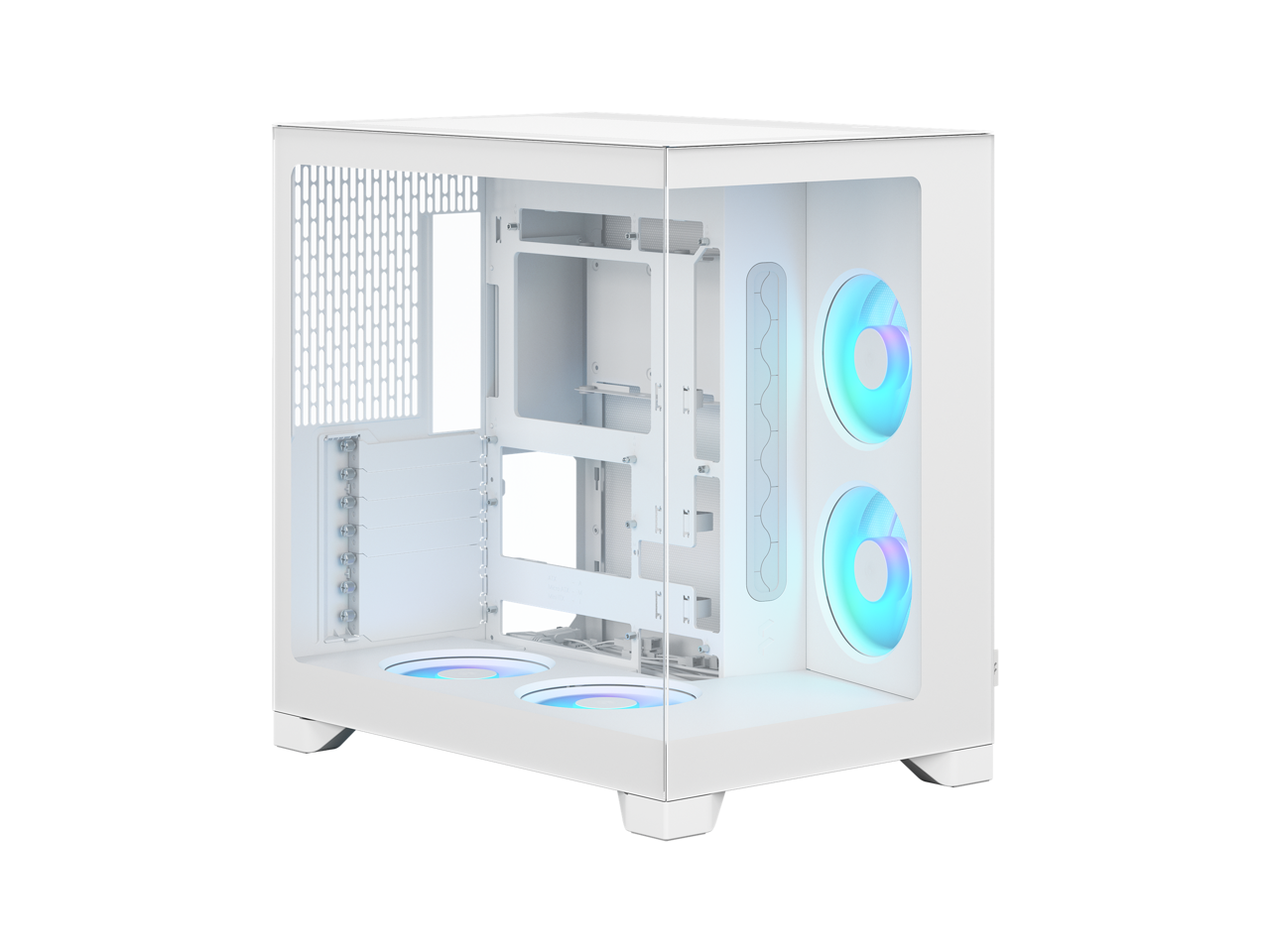 Alt View 2. Fractal Design - Fractal Design Pop 2 Vision White RGB - Dual-Chamber Case with Glass Panels, 4 RGB Fans, Spacious E-ATX/ATX/mATX/ITX - White.