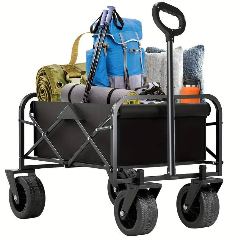 Left. Loheer - Loheer Heavy Duty Foldable Utility Wagon 220 Lbs Capacity Collapsible Beach Cart All Terrain Wheels.