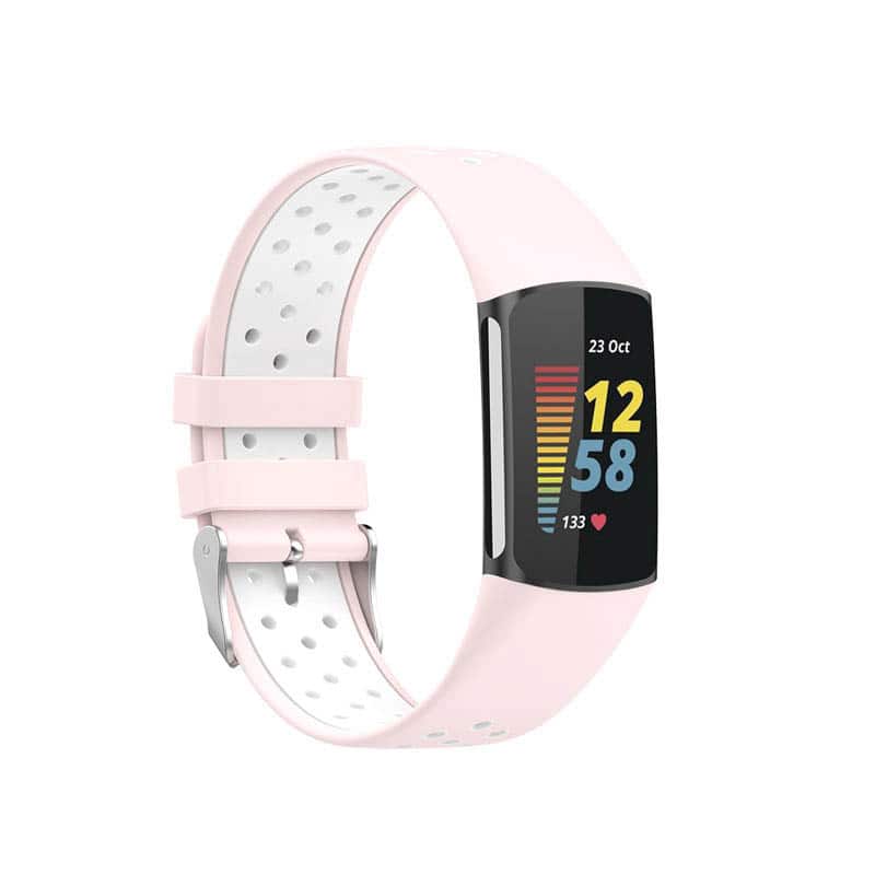 StrapsCo - Sports Band Silicone Rubber Watch Strap For Fitbit Charge 6 - Pink & White price history on PriceWatchPro
