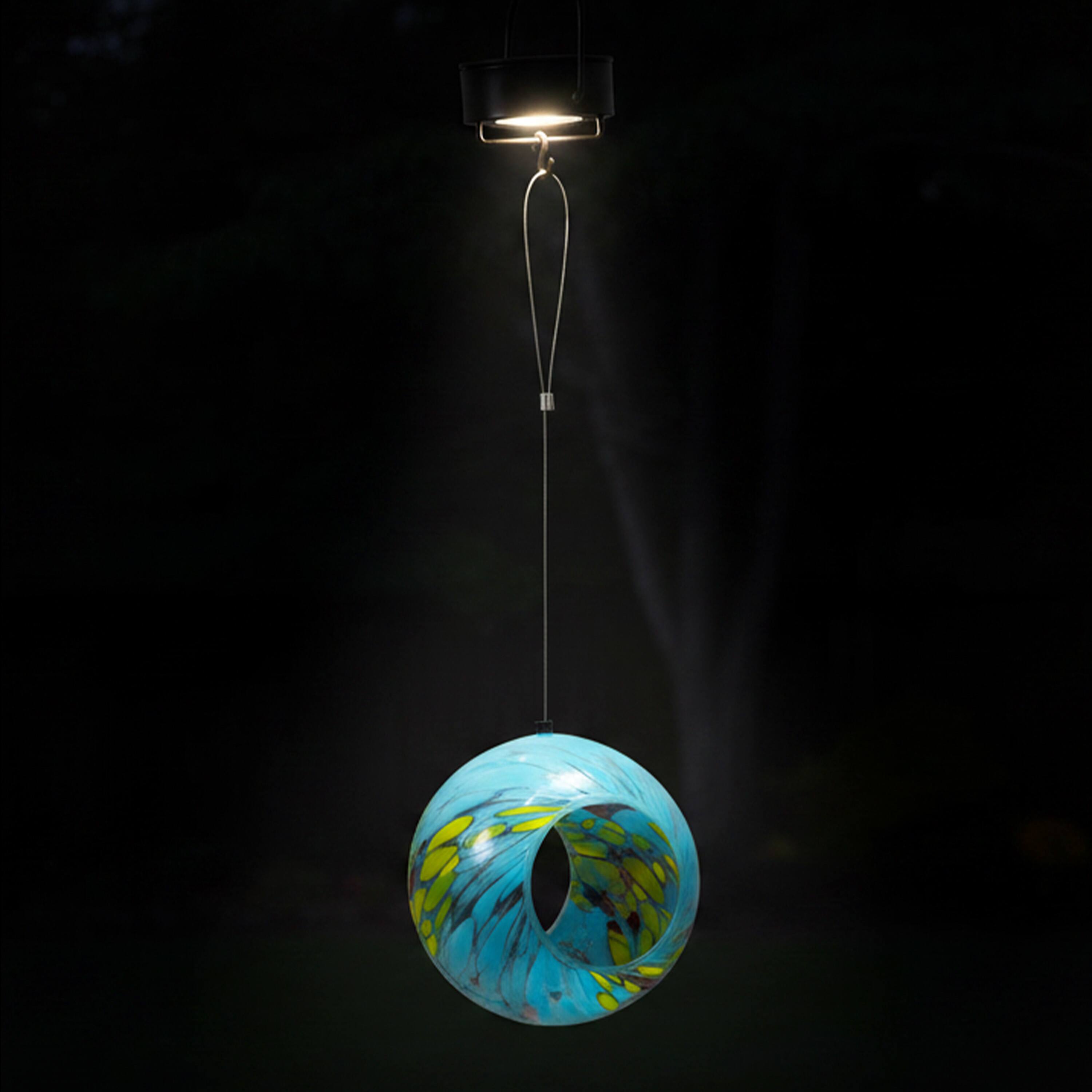 Alt View 1. Sunnydaze - Solar Glass Fly-Through Hanging Bird Feeder - 6" - Spring Sky.
