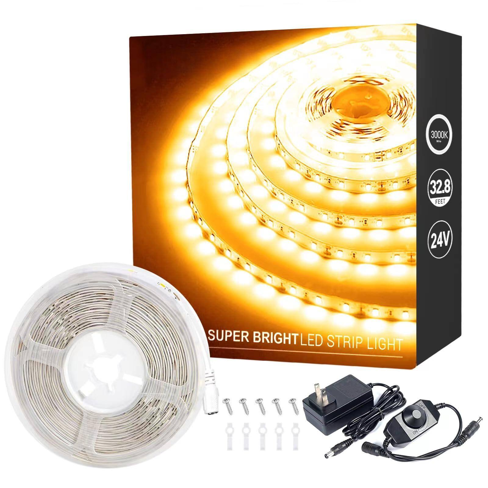 3000K - 32.8 FEET 24V SUPER BRIGHT LED STRIP LIGHT
