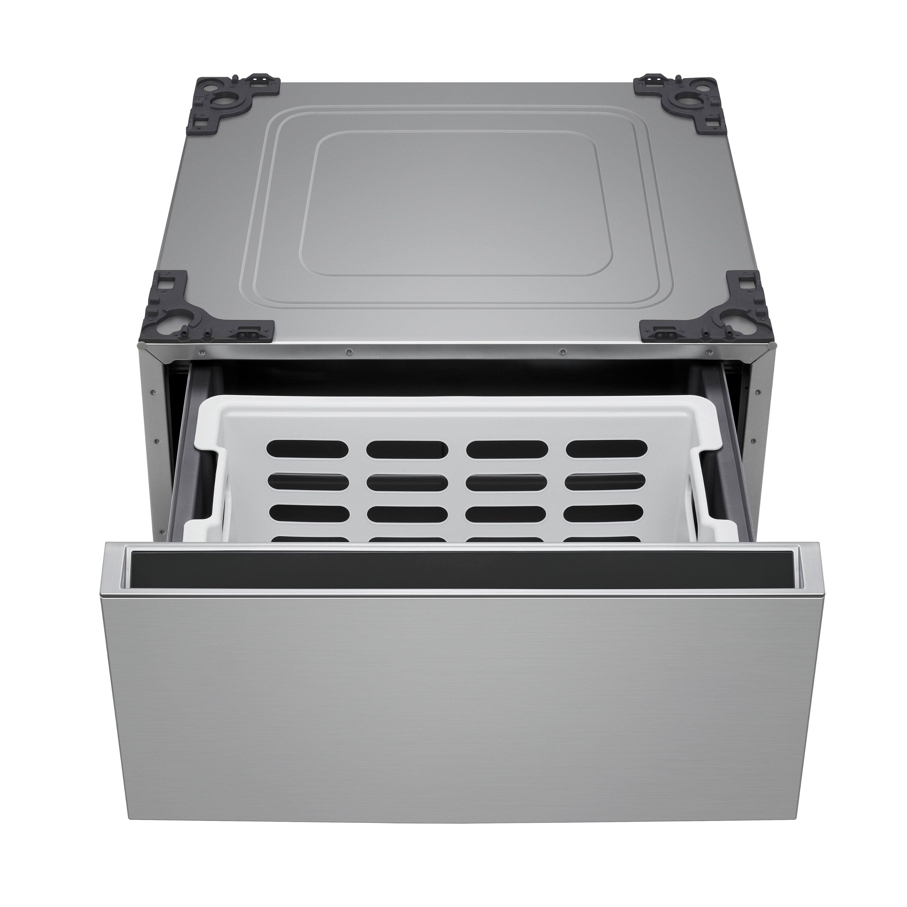Back. LG - SIGNATURE 29-in Wide Laundry Pedestal with Storage Drawer for select LG Stackable Washers and Dryers - Platinum Steel.