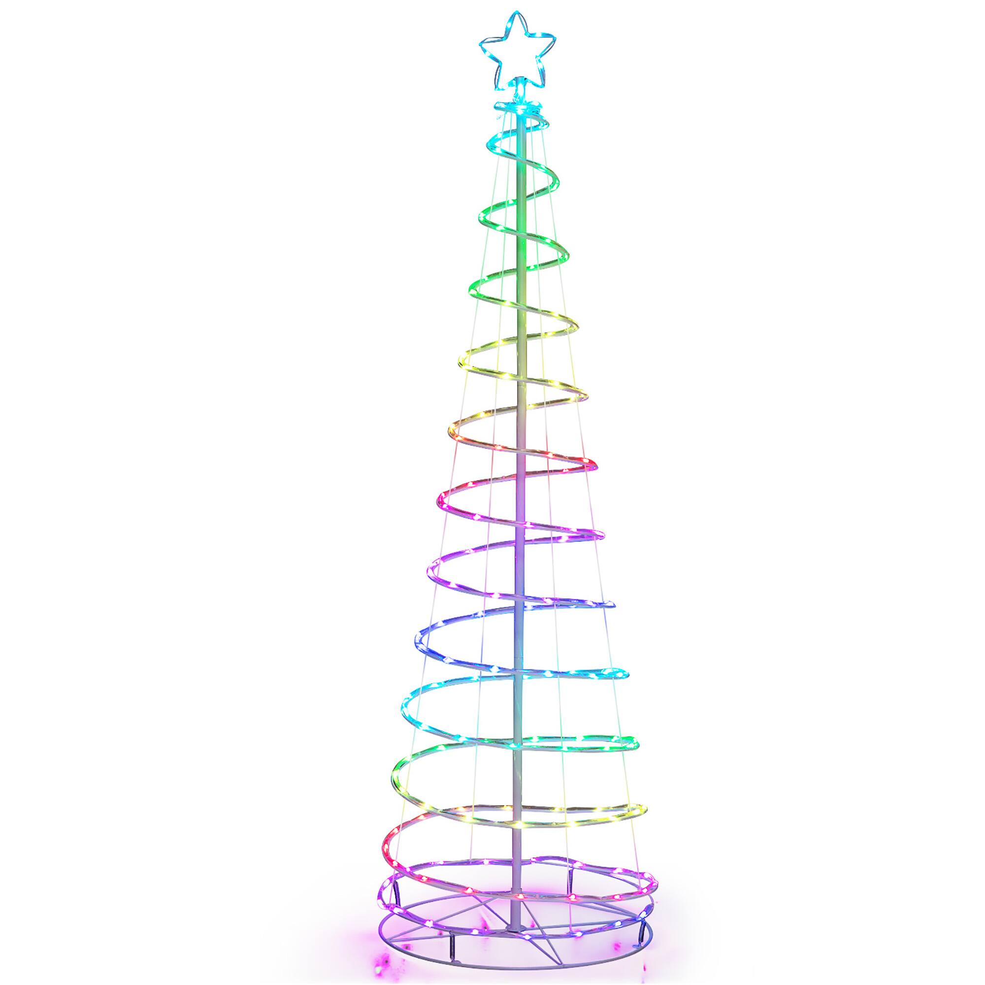 Alt View 9. Gymax - Gymax 6FT Retractable Spiral Christmas Tree Smart Decor Tree w/ 135 LED Lights & APP Control - White.