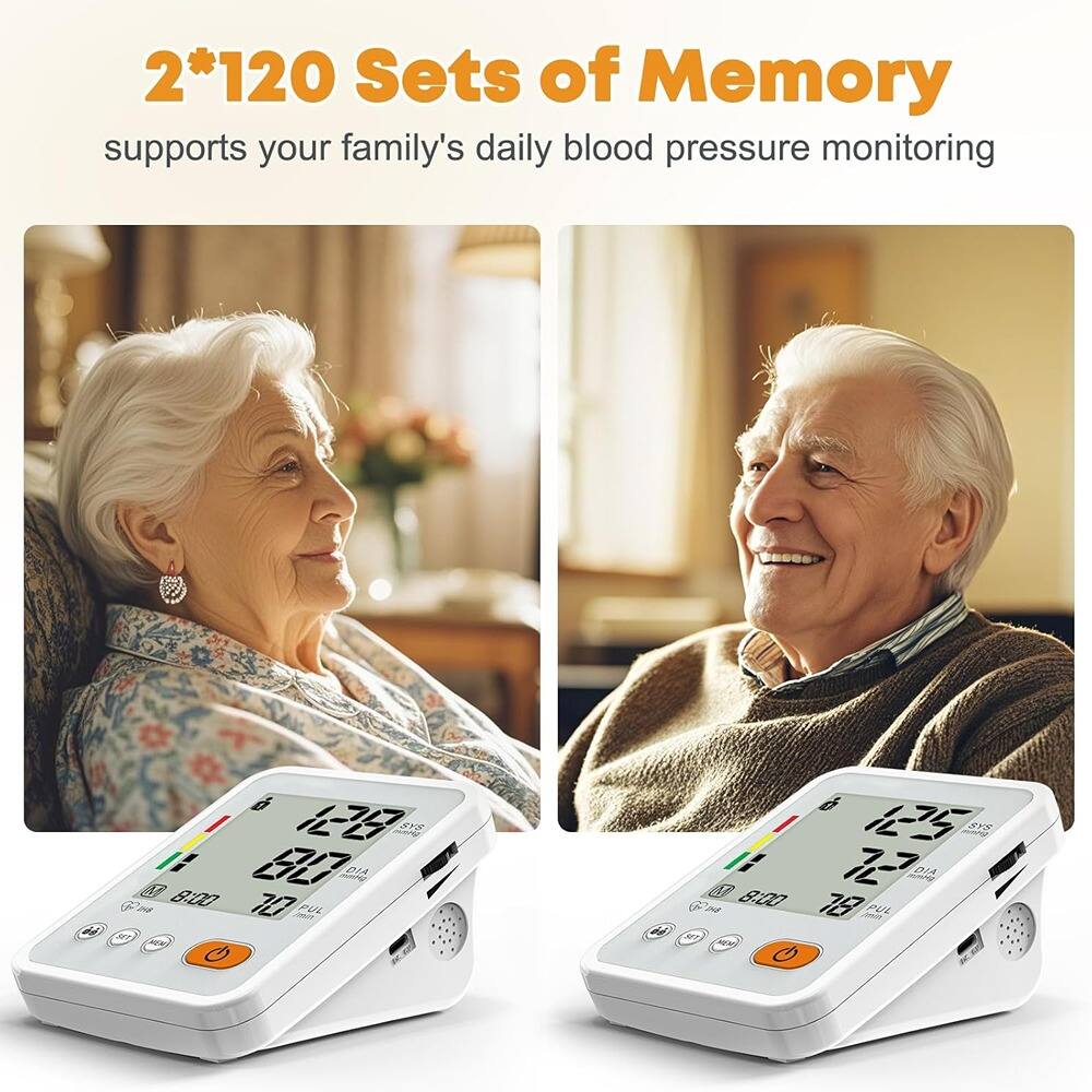 2*120 Sets of Memory  
supports your family's daily blood pressure monitoring