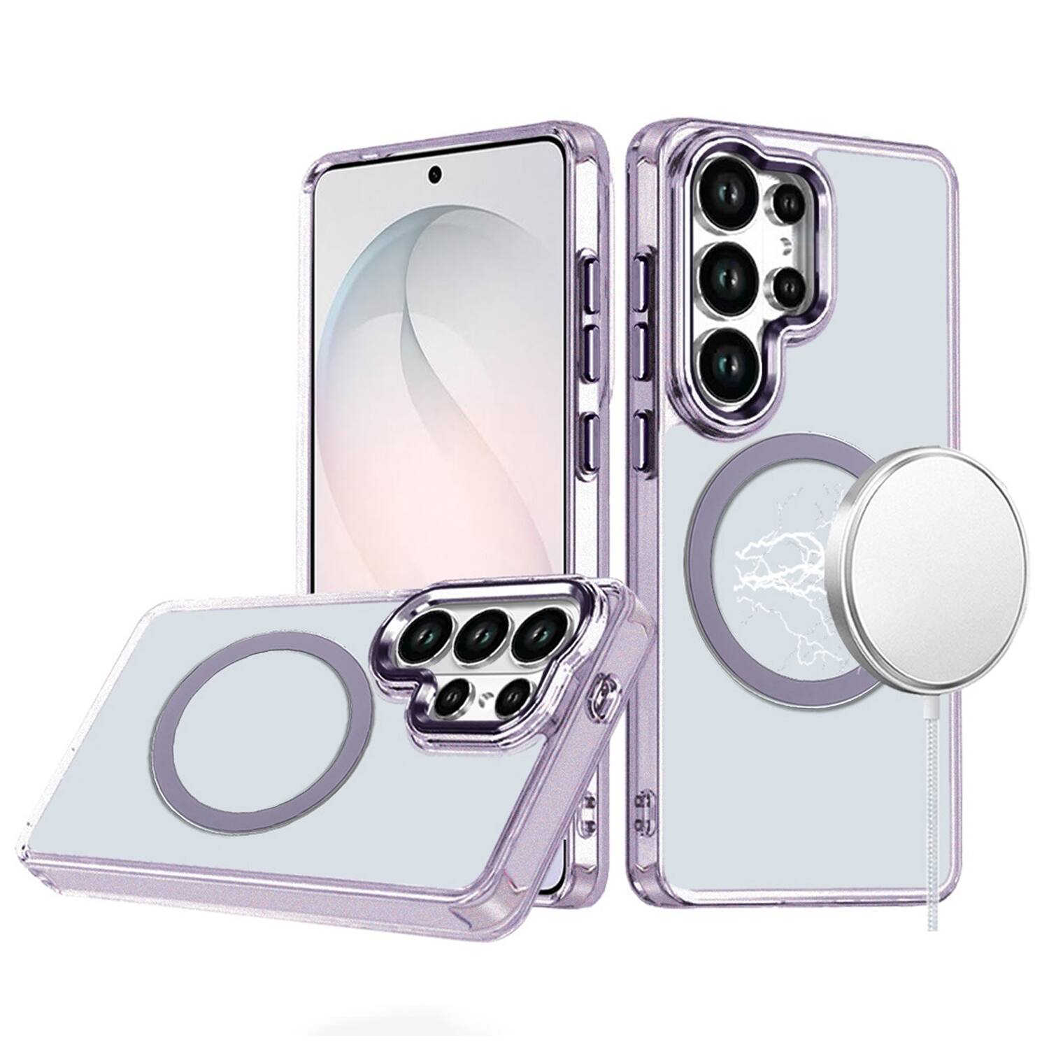 Alt View 6. Equipd - Case for Galaxy S26 Ultra (6.9") MagSafe Compatible Acrylic Back w/ TPU Frame Transparent Slim Magnetic Protective Cover - Light Purple.
