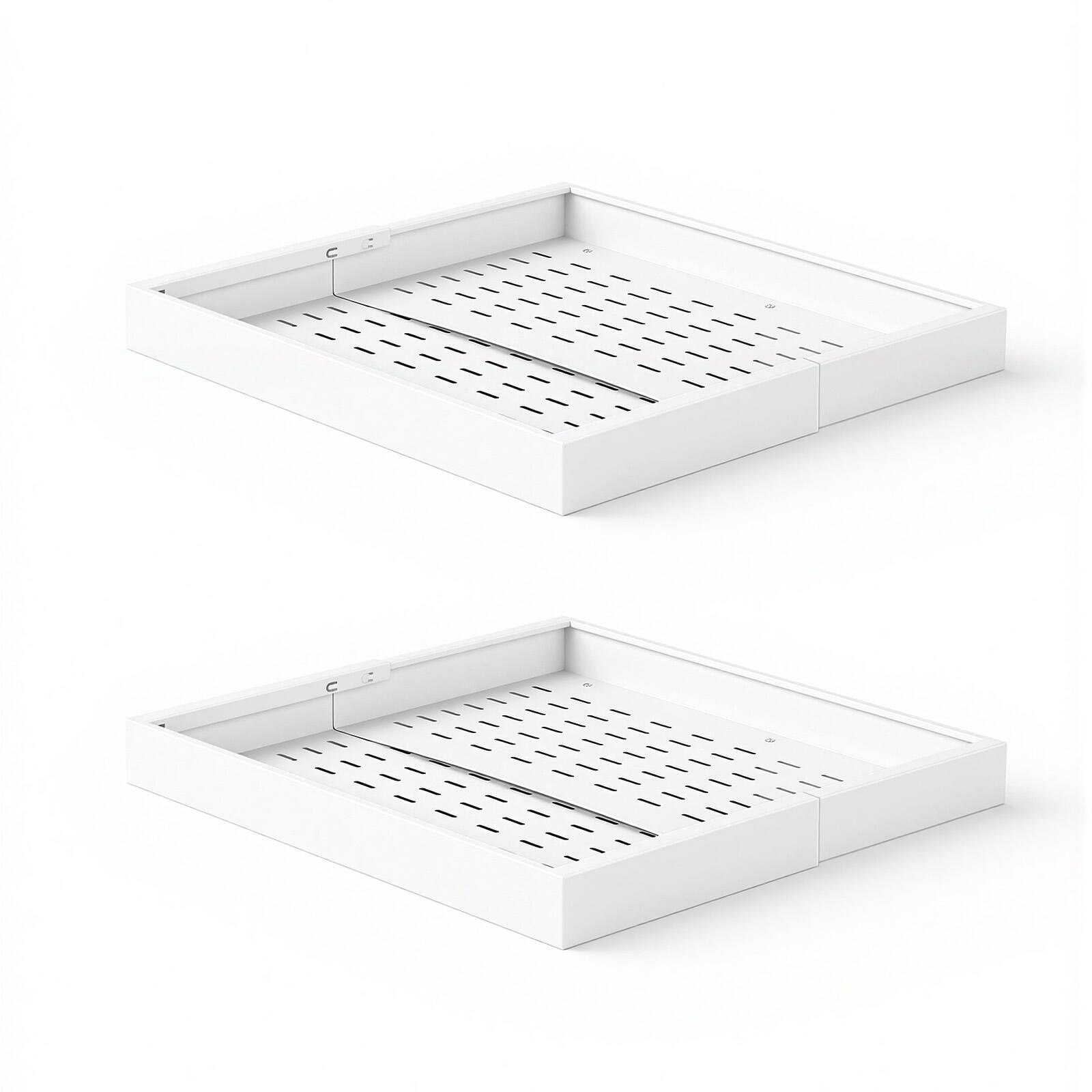 Front. VEVOR - Pull Out Cabinet Organizer, 2 Pack Expandable Width (12.2"-18.9"), 20.47" Deep Pull Out Drawers for Cabinets - White.