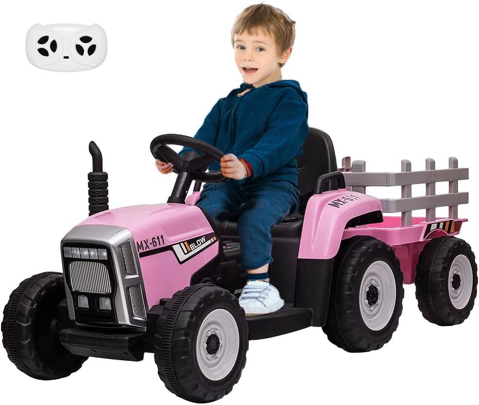 Homhougo - 12V Kids Ride On Car Truck, Electric Tractor with Trailer for Kids 3-6 Years, with Remote Control, 7-LED Headlights price history on PriceWatchPro