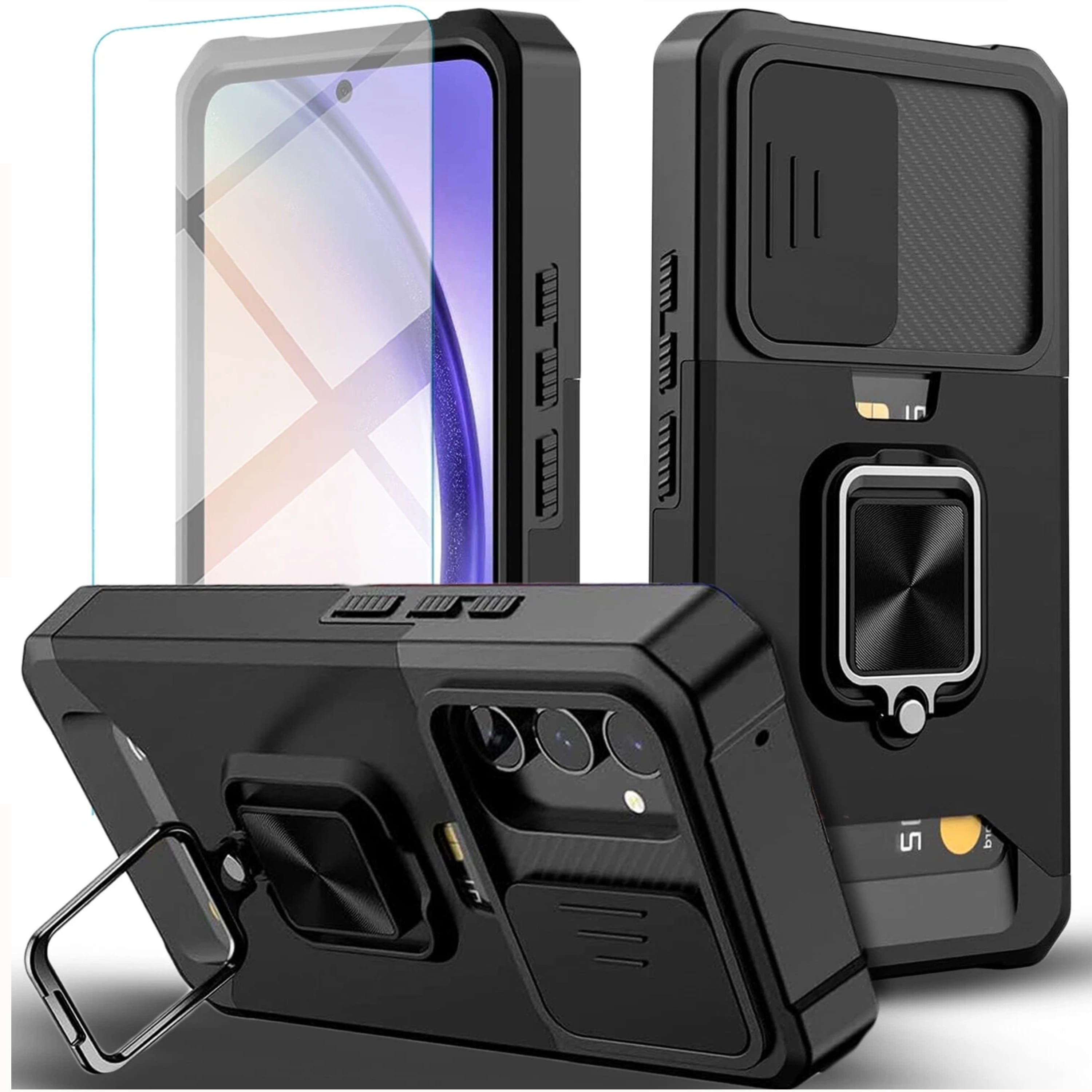 Kitcheniva - Shockproof Case with Camera Cover or Samsung Galaxy A17 5G Case Only - Black