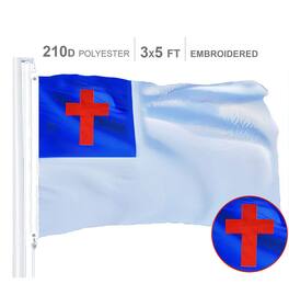 G128 - Christian Embroidered Cross Flag 3x5 ft Polyester - Assorted Colors