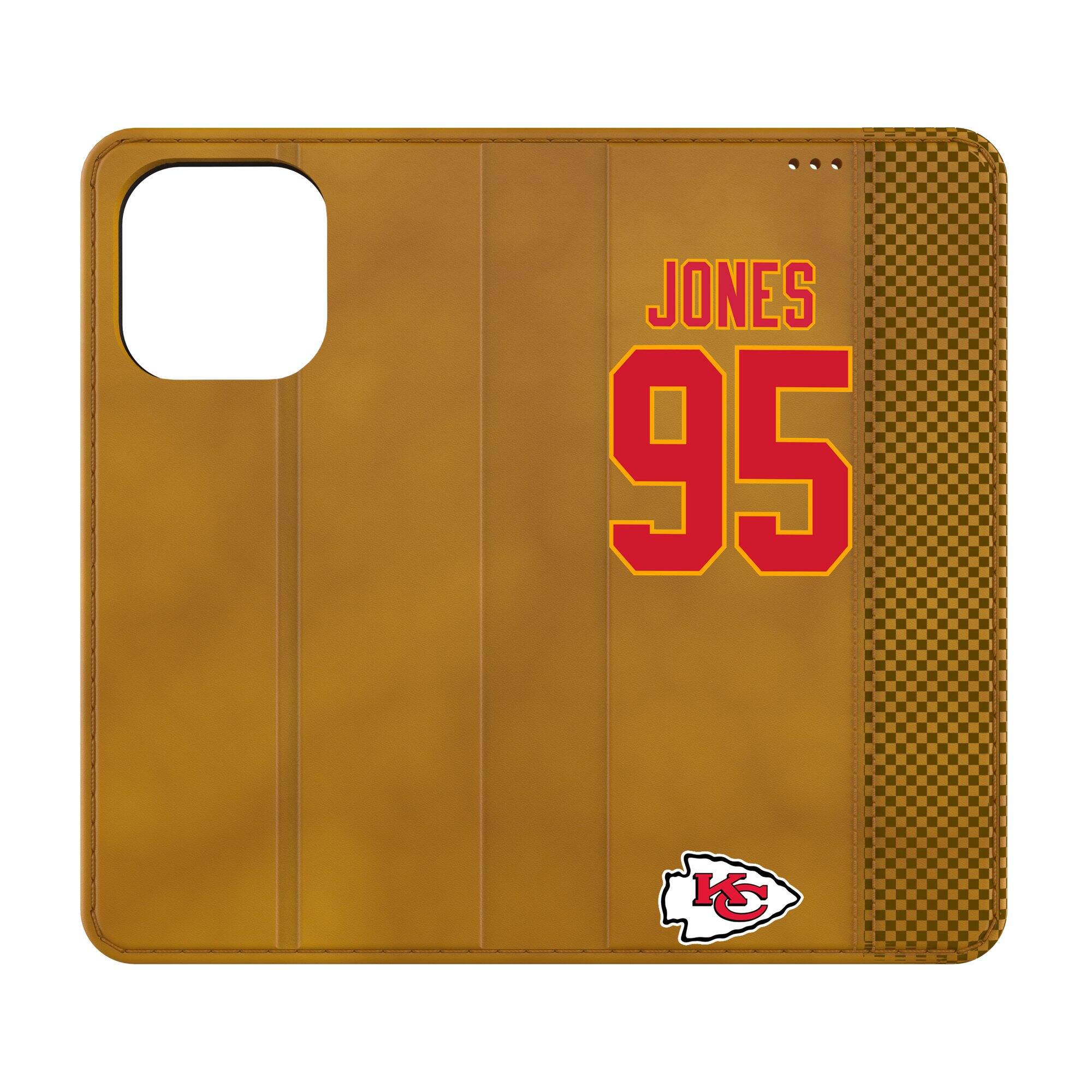 Front. Keyscaper - Chris Jones Brown Kansas City Chiefs Folio iPhone Case - 15 - Brown.