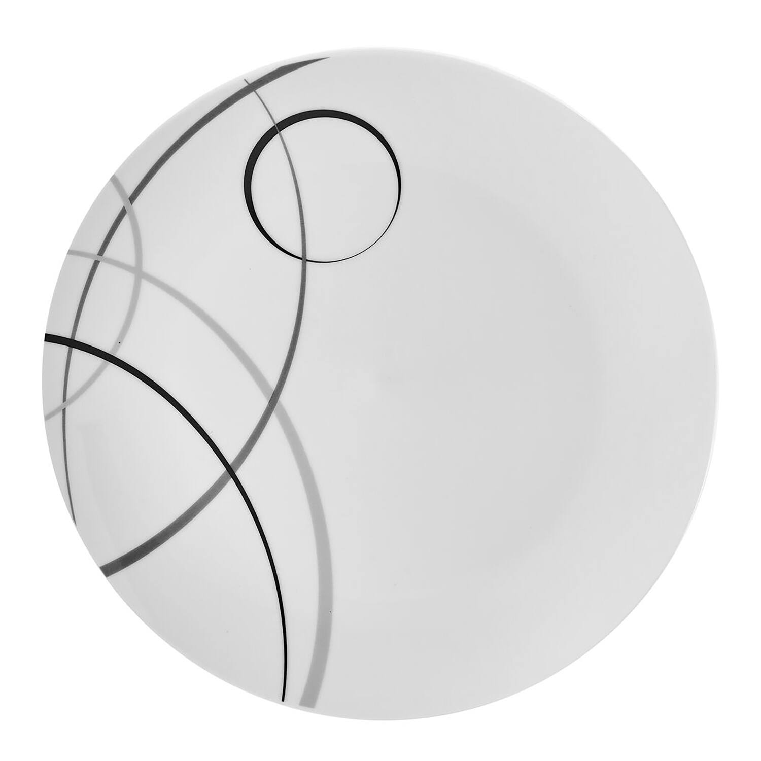Left. Studio Nova - 12-Piece Porcelain Dinnerware Set Circles Pattern - White with Designs.