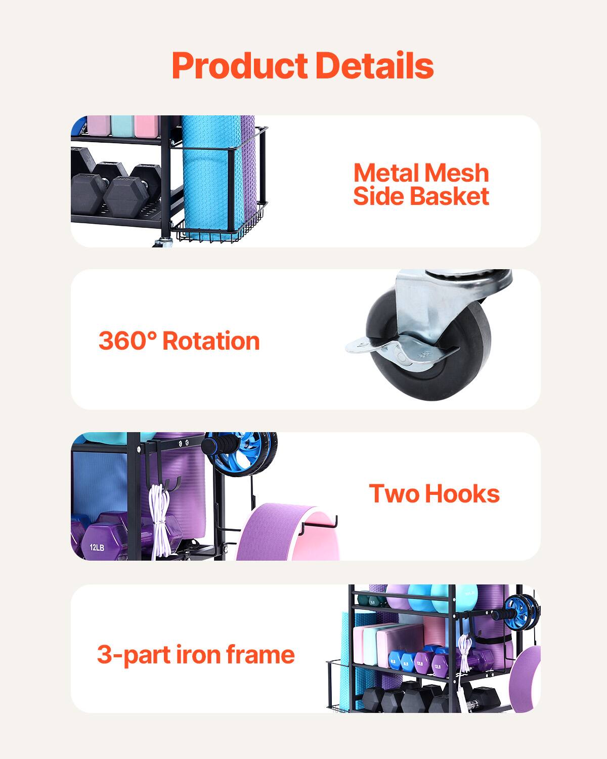 Product Details

- Metal Mesh Side Basket
- 360° Rotation
- Two Hooks
- 3-part iron frame