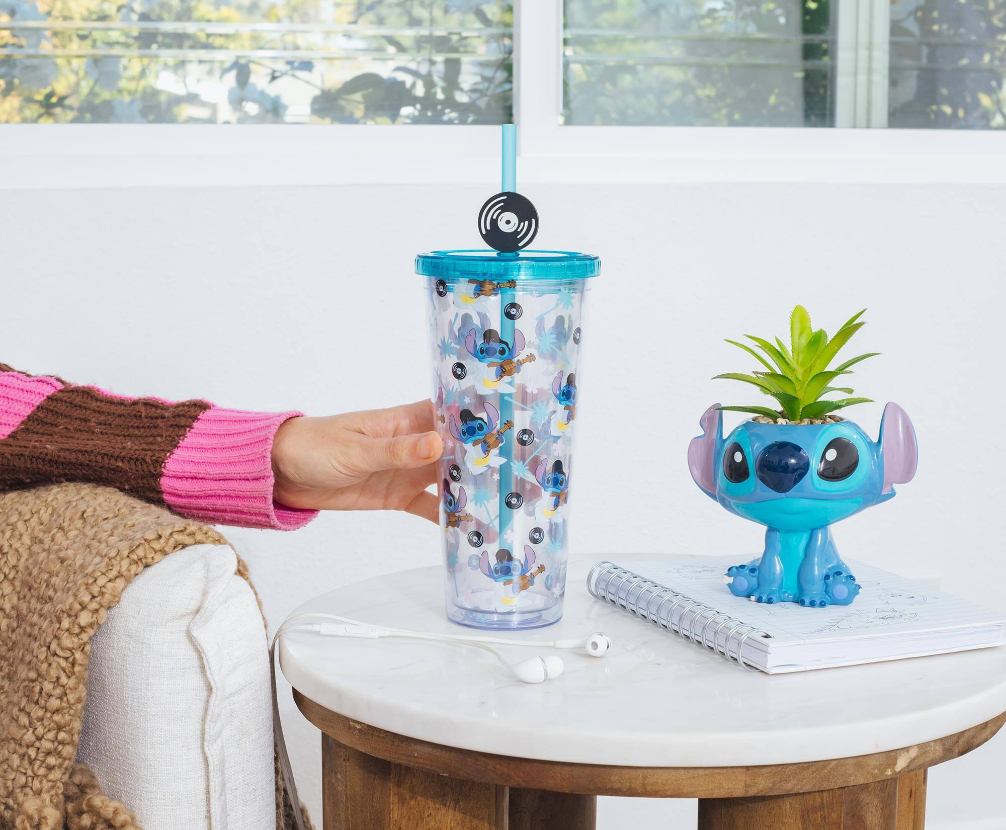 Alt View 4. Disney - Disney Lilo & Stitch Elvis Stitch 24-Ounce Carnival Cup With Straw Topper Charm - Blue.