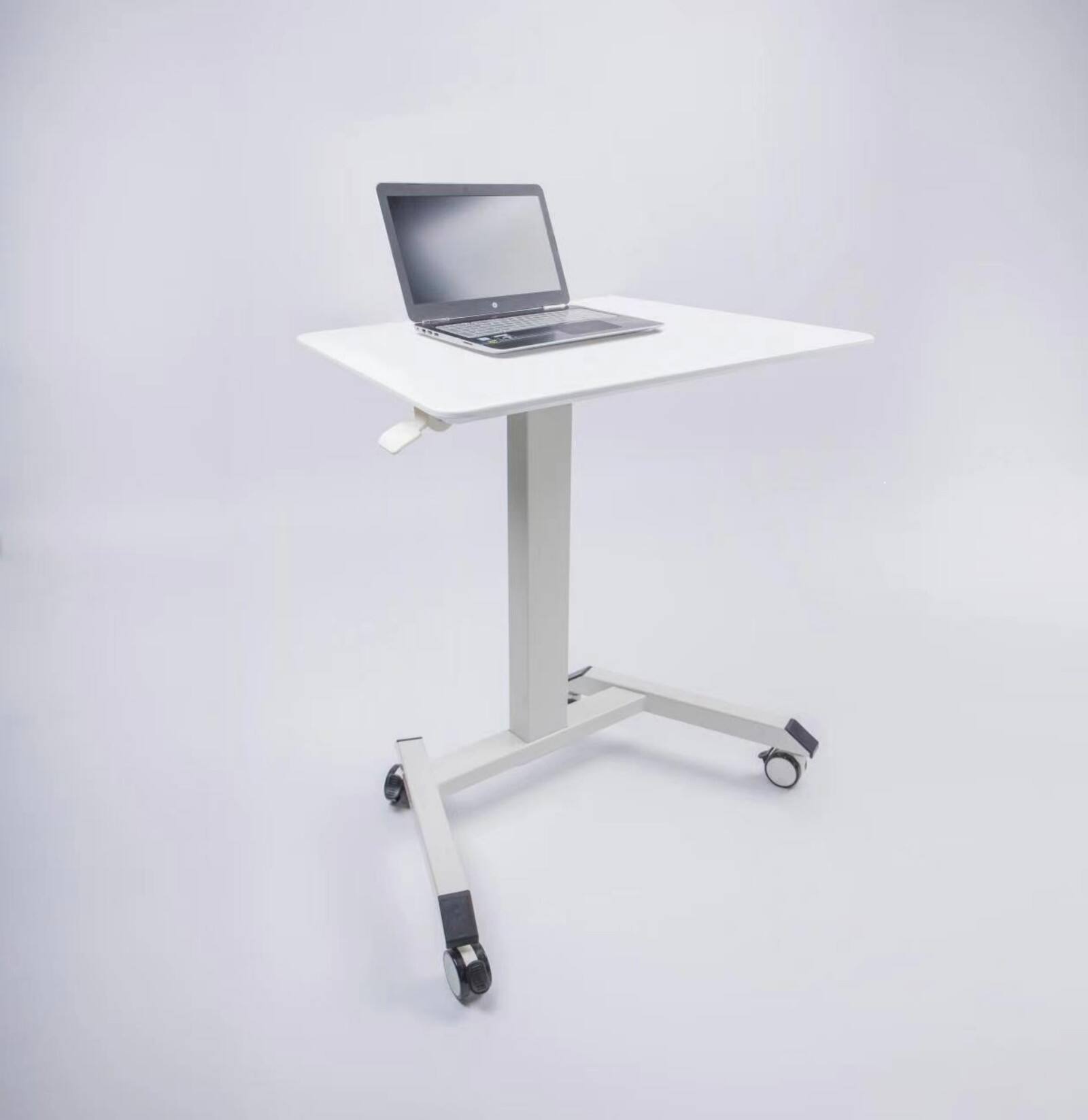 Alt View 9. Glintex - Compact Adjustable Desk with Manual Height Adjustment 29.5''-43.3'', Sturdy Small Standing or Sitting Workstation - White.
