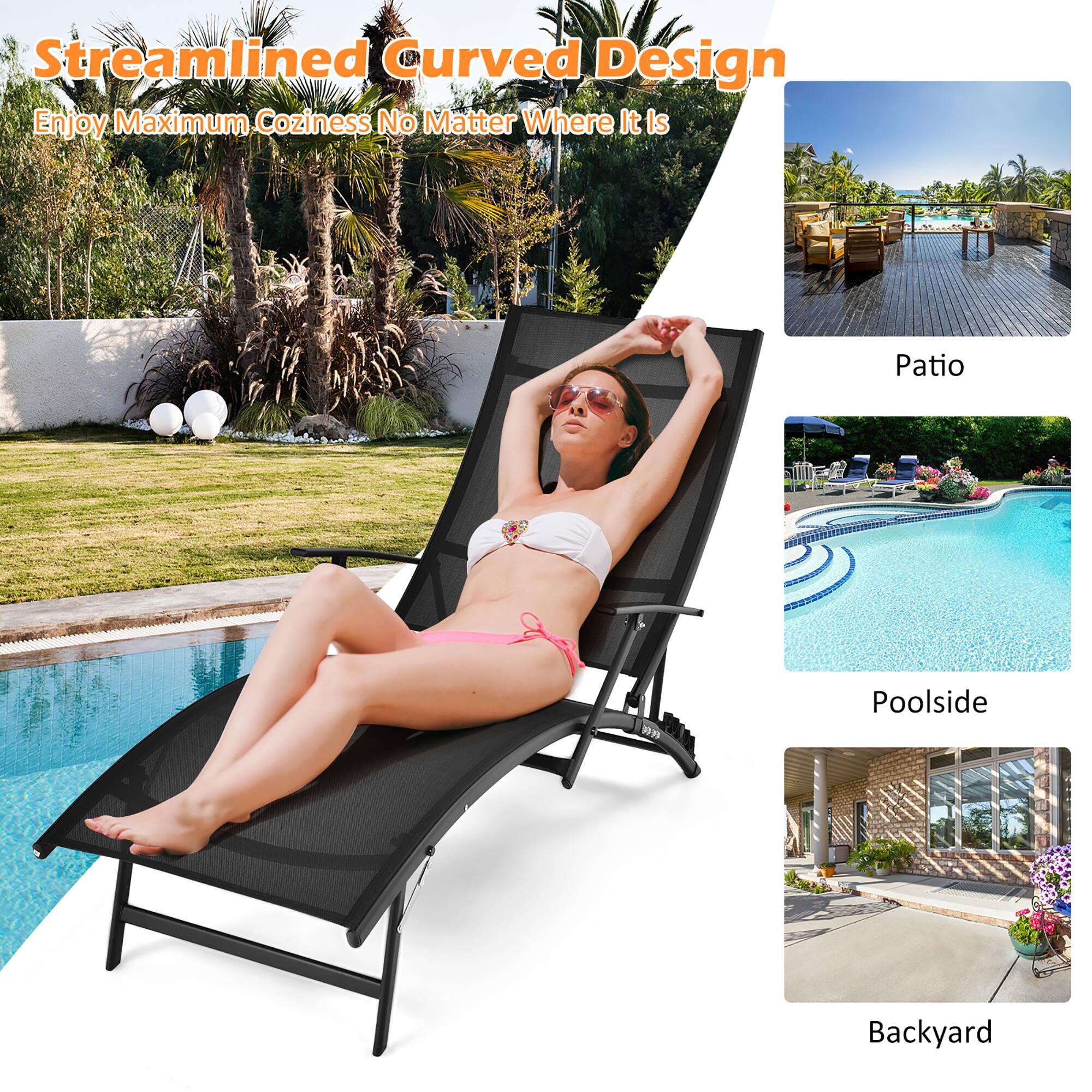 Streamlined Curved Design, Enjoy Maximum Coziness No Matter Where It Is, Patio, Poolside, Backyard