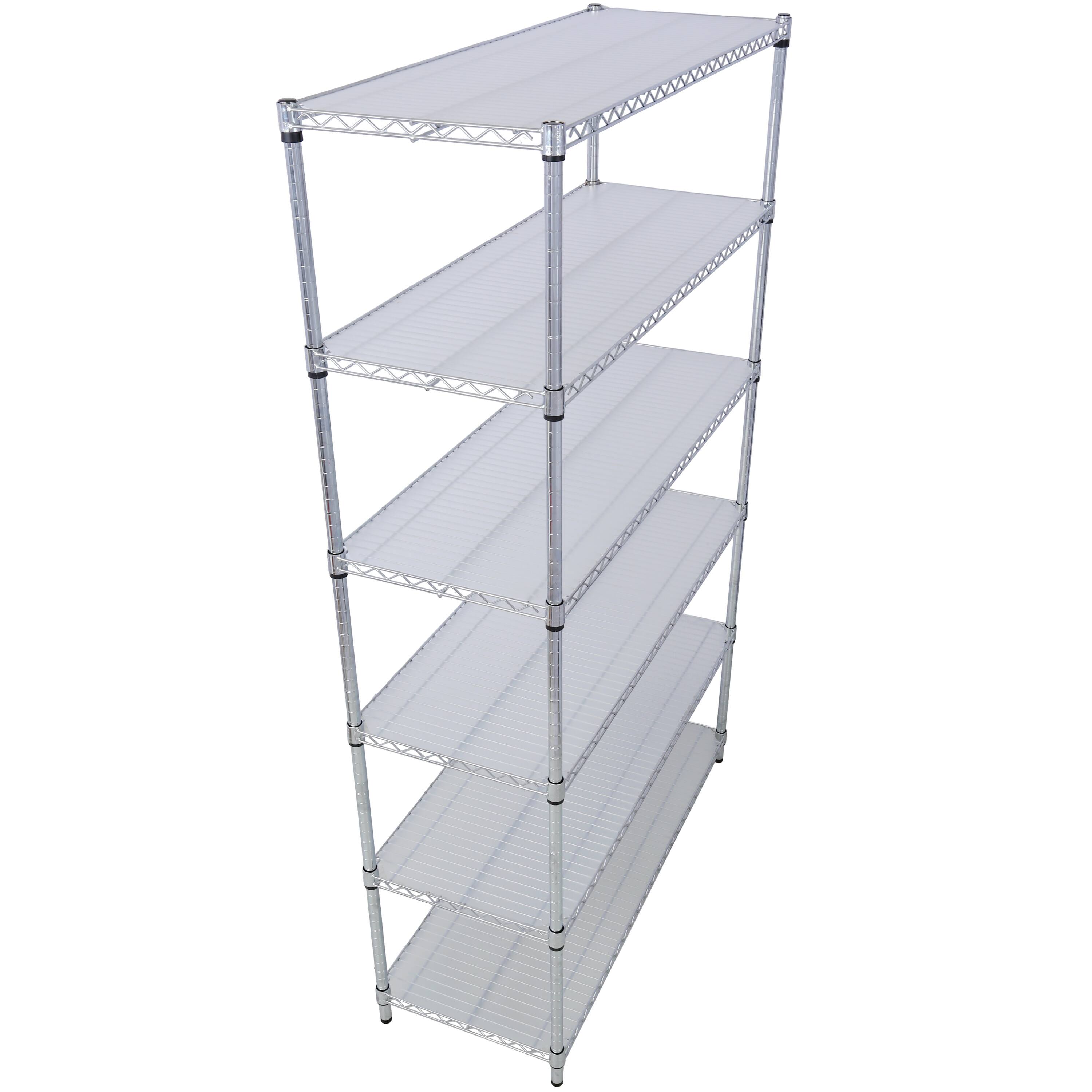 Back. COWLOWN - 6-Tier NSF Wire Shelving Unit 6000 lb Adjustable Metal Storage Rack with Wheels and Shelf Liners Chrome 84 x 48 x 20 in - Chrome.