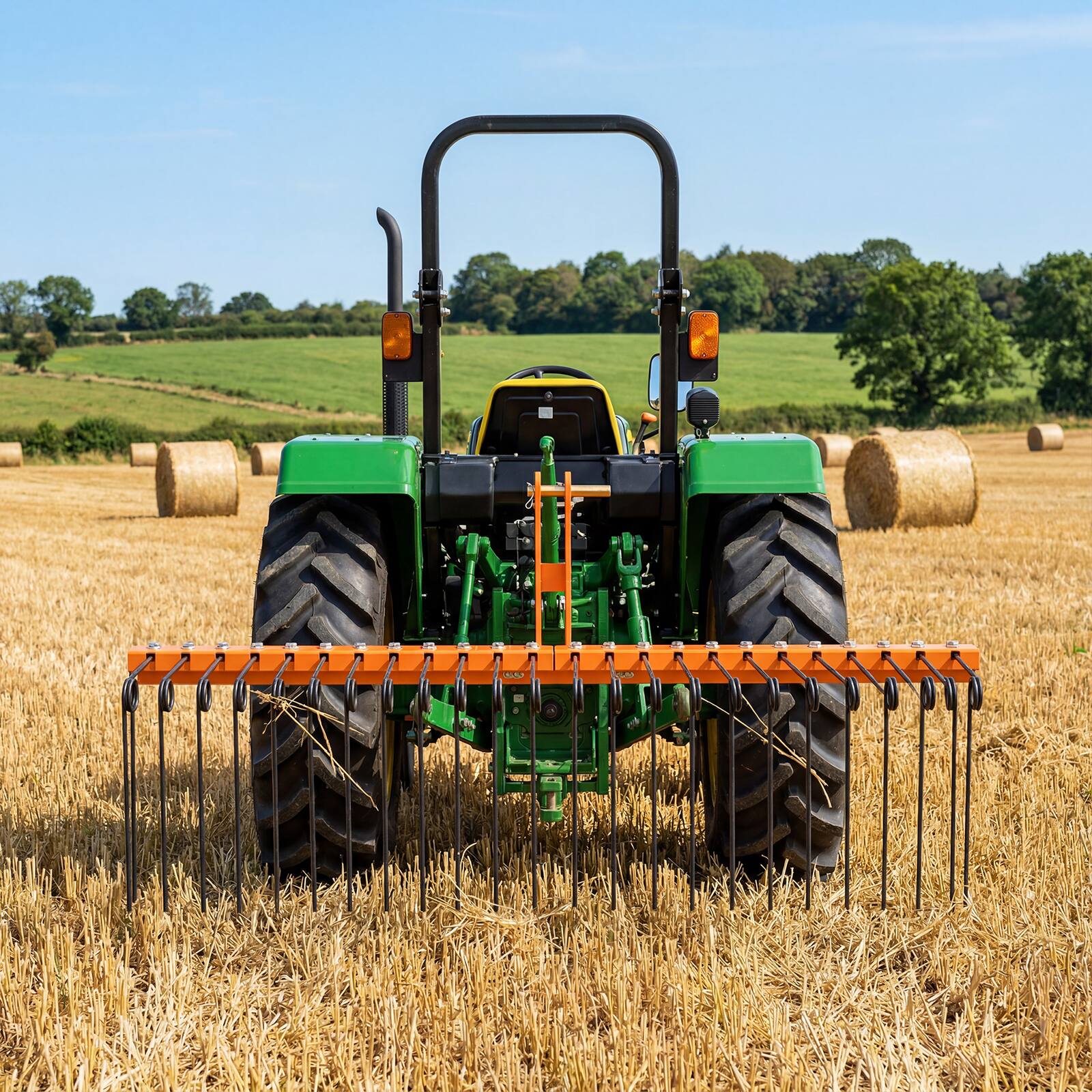 Alt View 1. Gymax - Gymax 60''Pine Straw Rake Tow Behind Landscape Rake w/ 26 Metal Coil Tines for Grass Black & Orange - Orange.