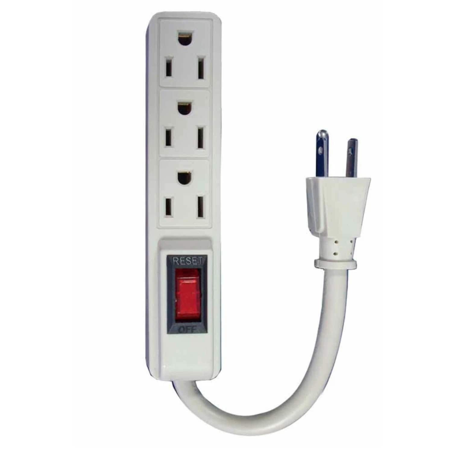 Home Collection - 3-Outlet Surge Protector Power Strip Mini Extension Cord with 5" Flat Plug - Ivory