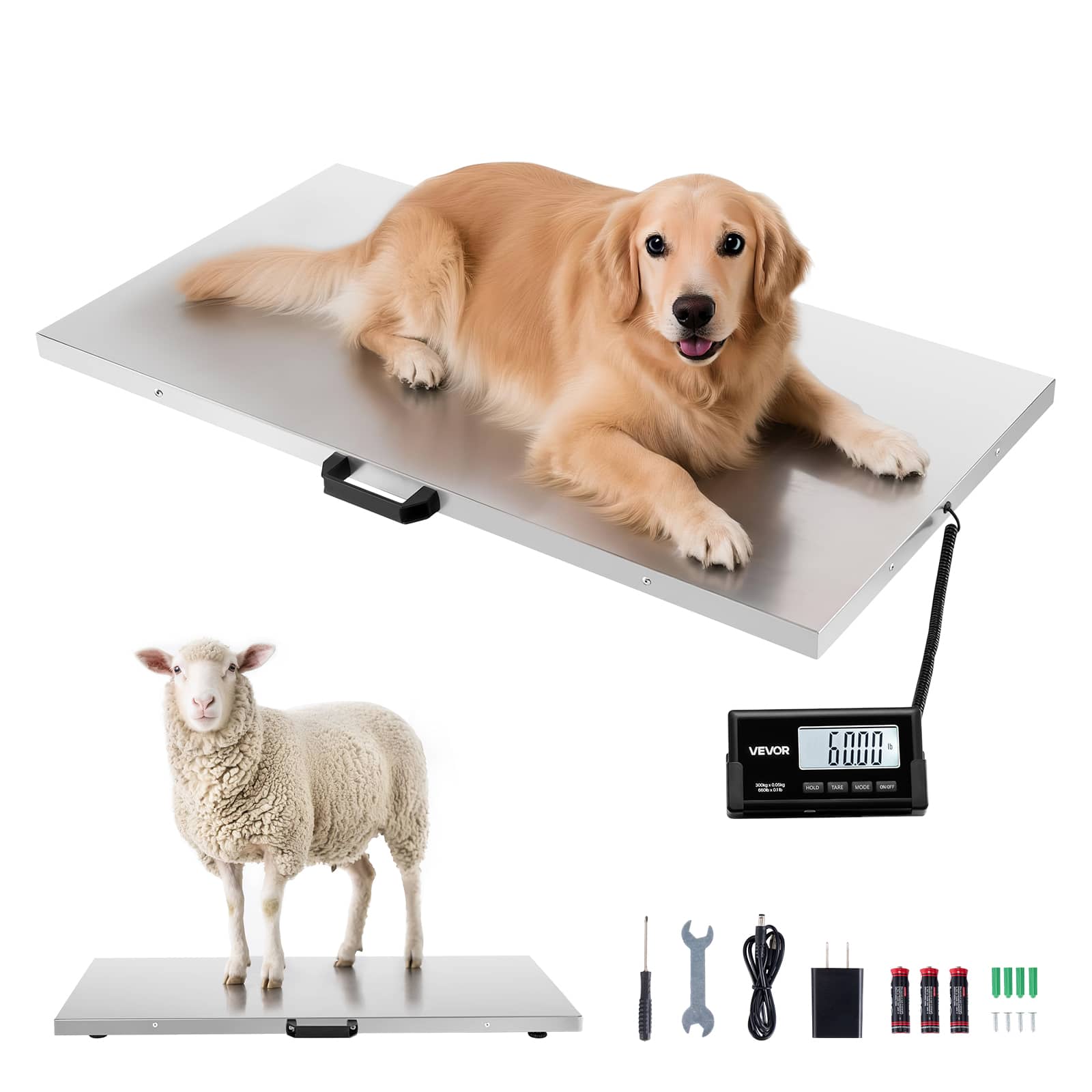 VEVOR - Digital Shipping Scale, 0.1 lbs High Accuracy, 660 lbs Postal Scale with LCD Display, Hold/Tare Function & AC/DC Power