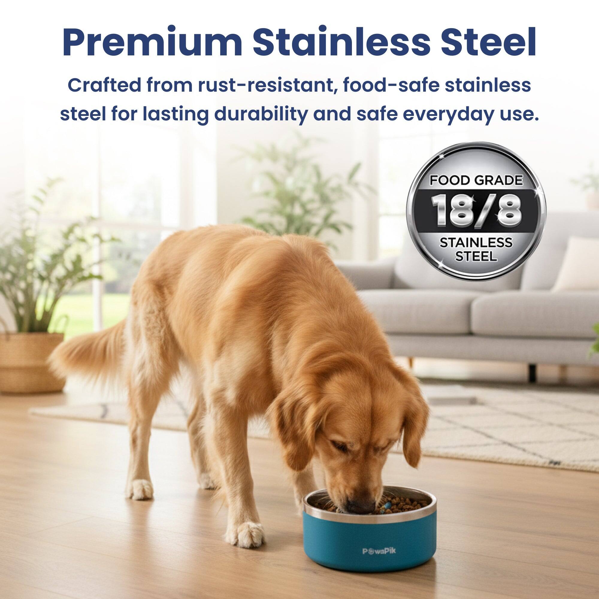 Premium Stainless Steel  
Crafted from rust-resistant, food-safe stainless steel for lasting durability and safe everyday use.  
FOOD GRADE 18/8 STAINLESS STEEL