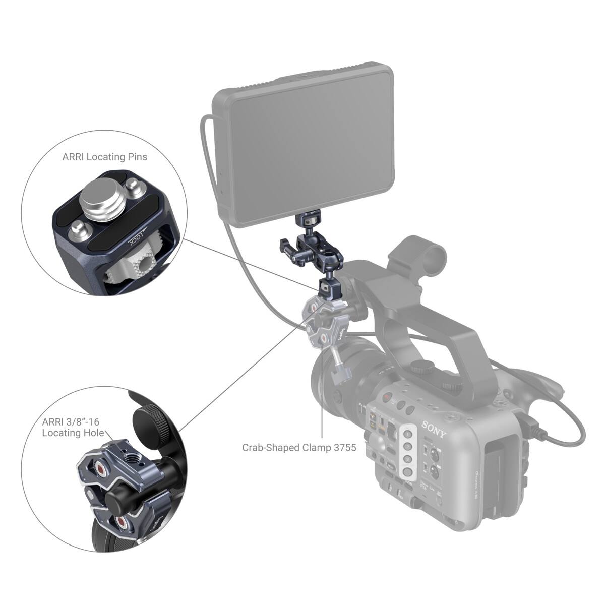 ARRI Locating Pins  
ARRI 3/8-16 Locating Hole  
Crab-Shaped Clamp 3755  
SONY