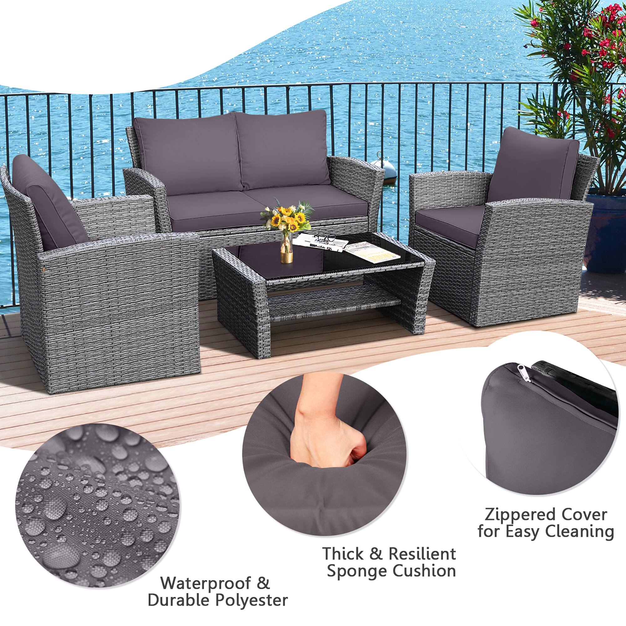 - Zippered Cover for Easy Cleaning
- Thick & Resilient Sponge Cushion
- Waterproof & Durable Polyester