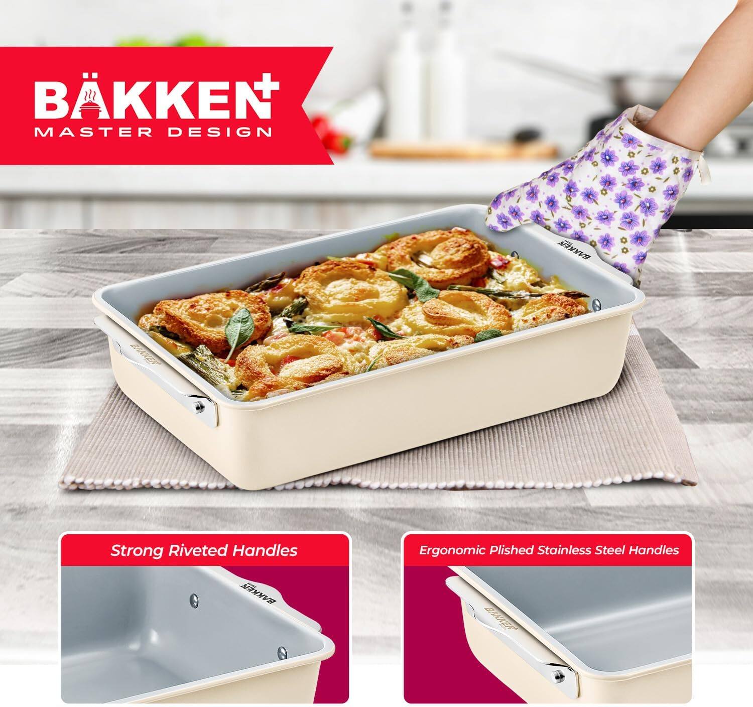 BAKKEN MASTER DESIGN, Strong Riveted Handles, BAKKEN Ergonomic Plished Stainless Steel Handles