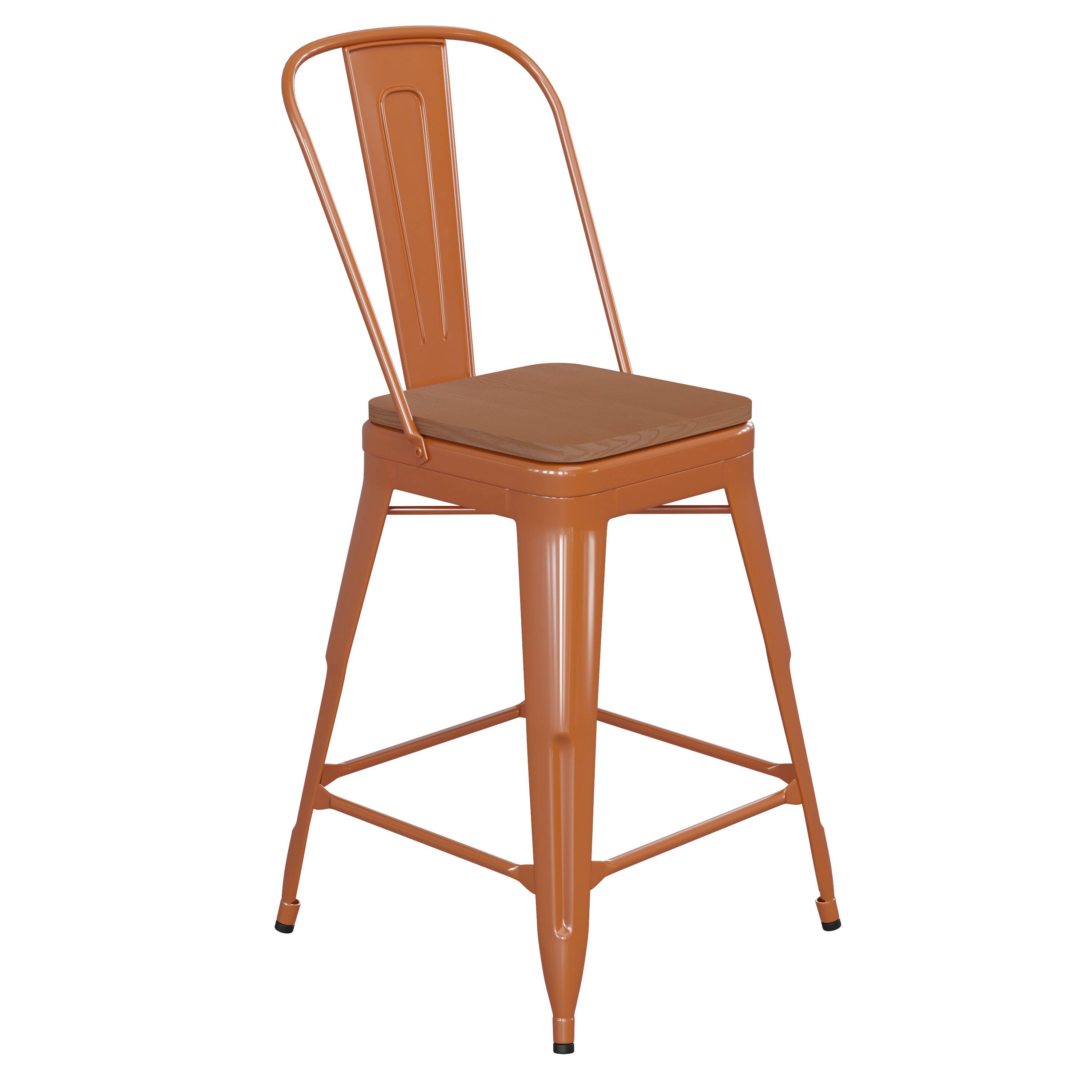 Teak Seat/Orange Frame