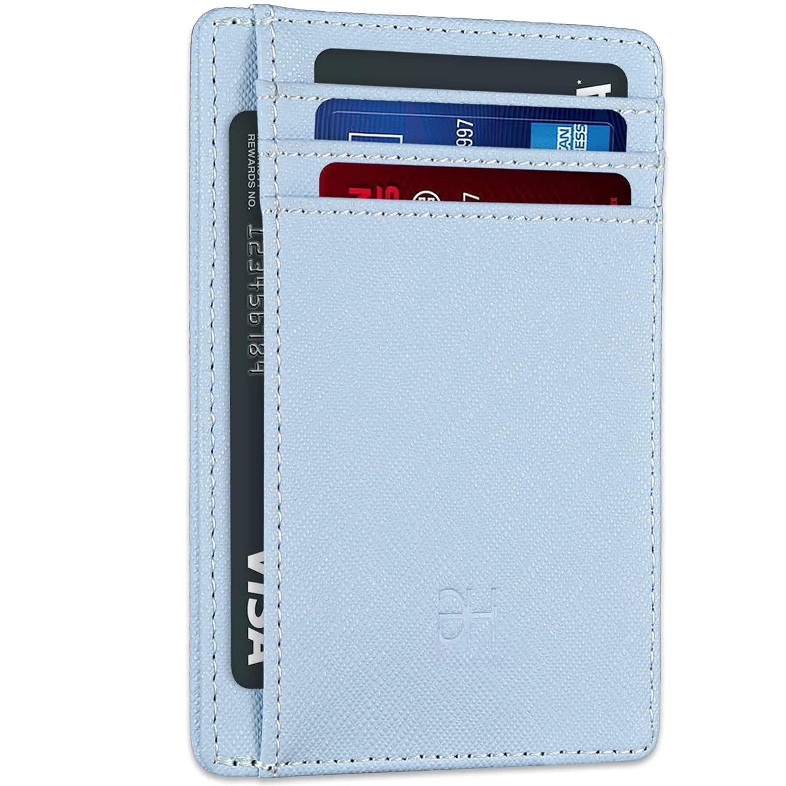 Jadie Link - Slim Rfid Blocking Card Holder Minimalist Leather Front Pocket Wallet Women SLIM FEMALE WALLET ultra thin female wallet - Blue