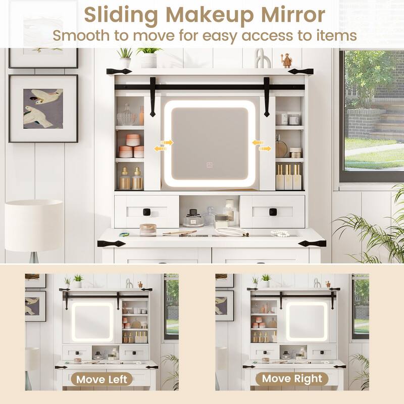 Sliding Makeup Mirror  
Smooth to move for easy access to items  

Move Left  
Move Right