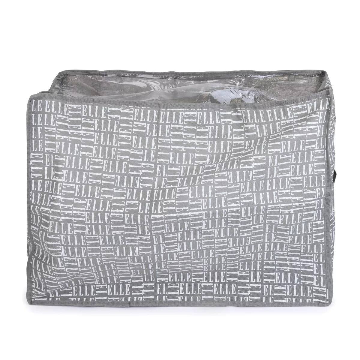Front. Elle Decor - Elle Decor Blanket Storage Bag Gray, Stackable and Breathable Organizer, 24" x 17.75" x 12" - Gray.