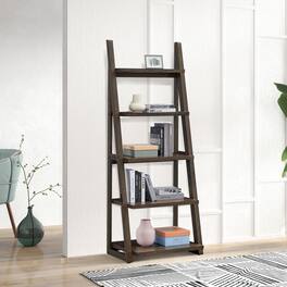 GOODSILO - 5-Tier Bookshelf Storage Rack - Ladder Shelf for Living Room, Home Office, Kitchen, Bedroom, Apartment - Rustic Brown