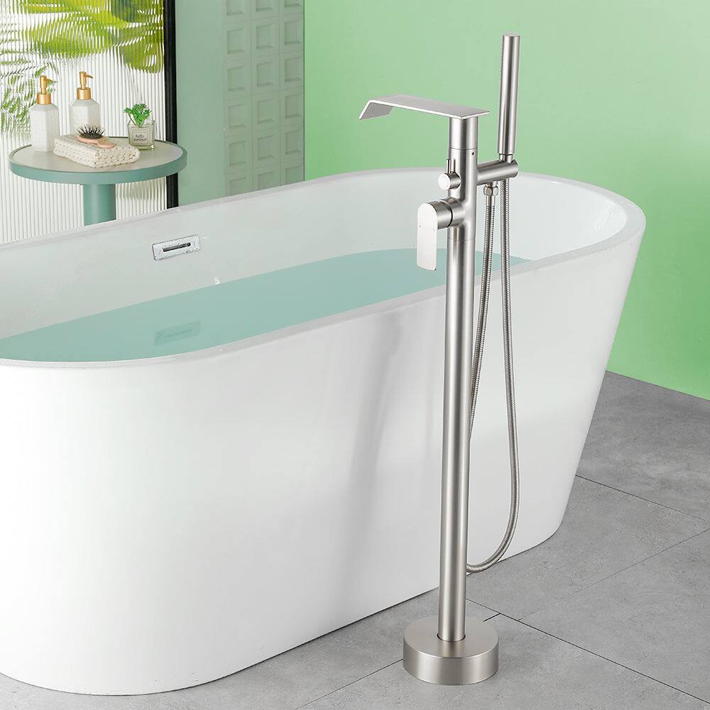 Alt View 4. Boyel Living - Brushed Bathtub Faucet 2-Function Brass Pressure Balance Valve 3-Function Hand Shower 1.5m SUS304 Hose - Brushed Nickel.