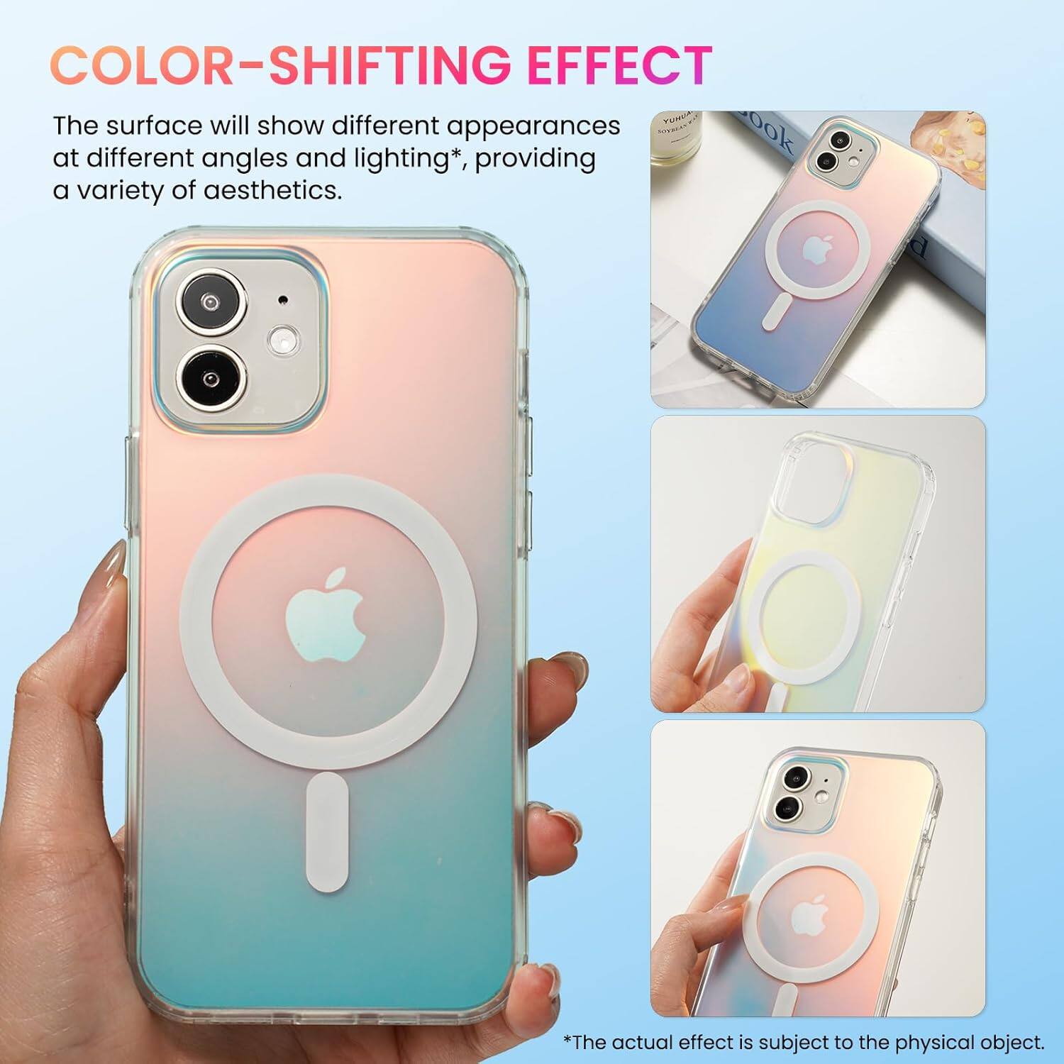 COLOR-SHIFTING EFFECT The surface will show different appearances at different angles and lighting*, providing a variety of aesthetics. *The actual effect is subject to the physical object.
