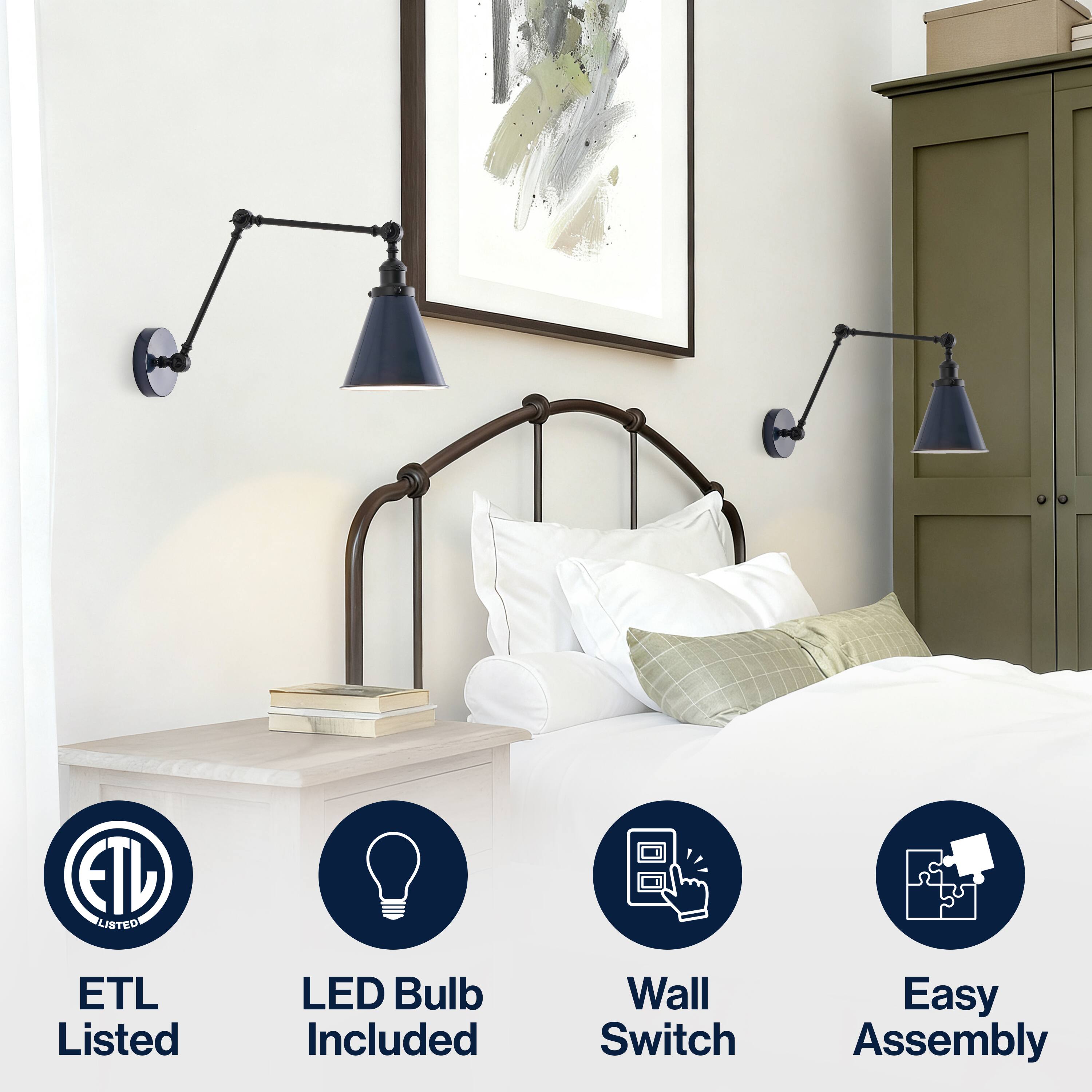 ETL Listed LED Bulb Included Wall Switch Easy Assembly