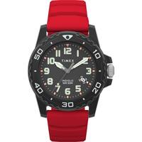 Timex - Men's Main Street 42mm Watch - Red Strap - Red - Front_Zoom