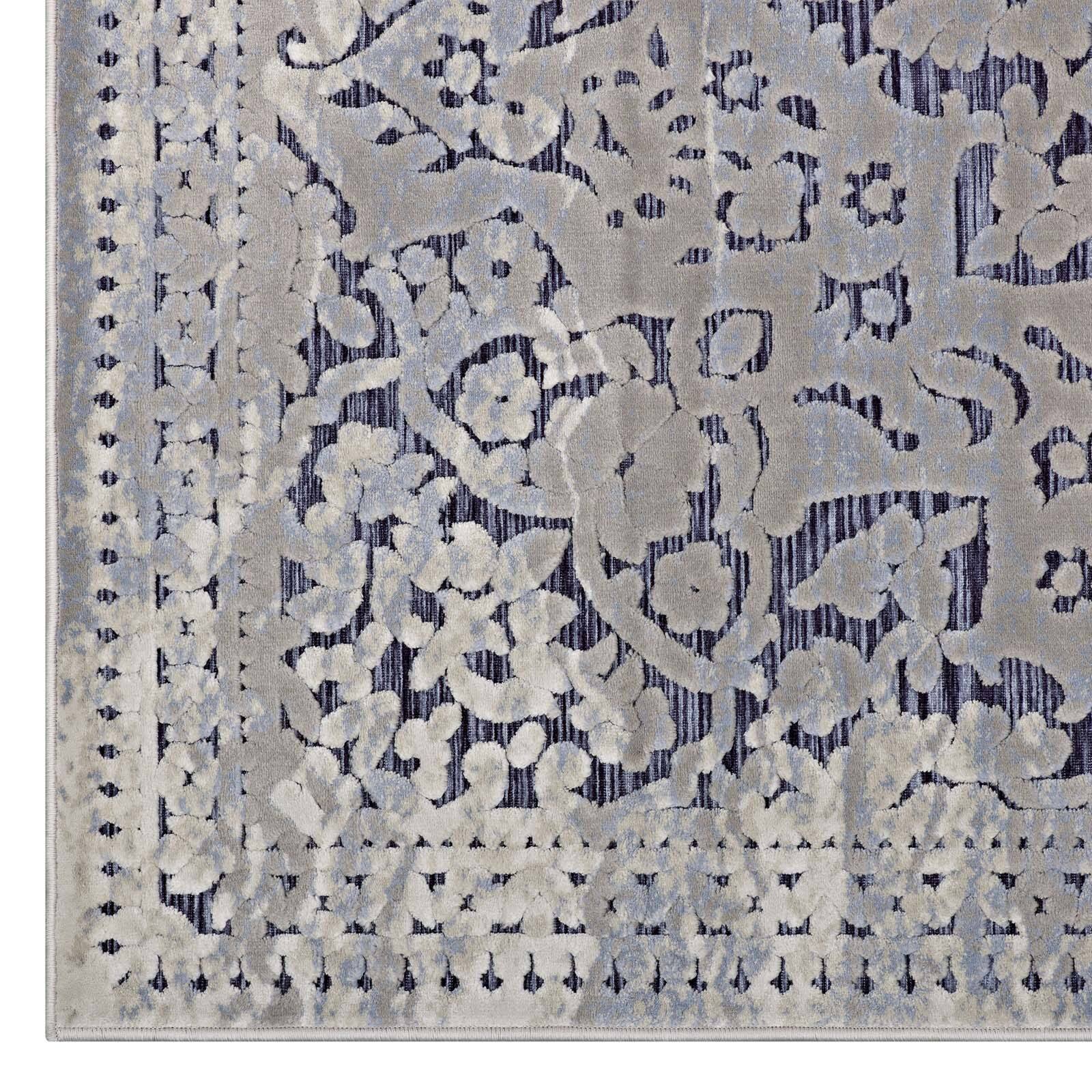 Alt View 1. Modway - Margarida Distressed Vintage Turkish Area Rug - Blue and Cream.