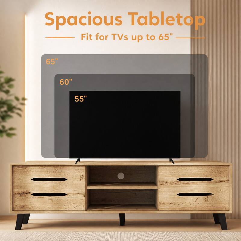 Spacious Tabletop  
Fit for TVs up to 65"  
65"  
60"  
55"