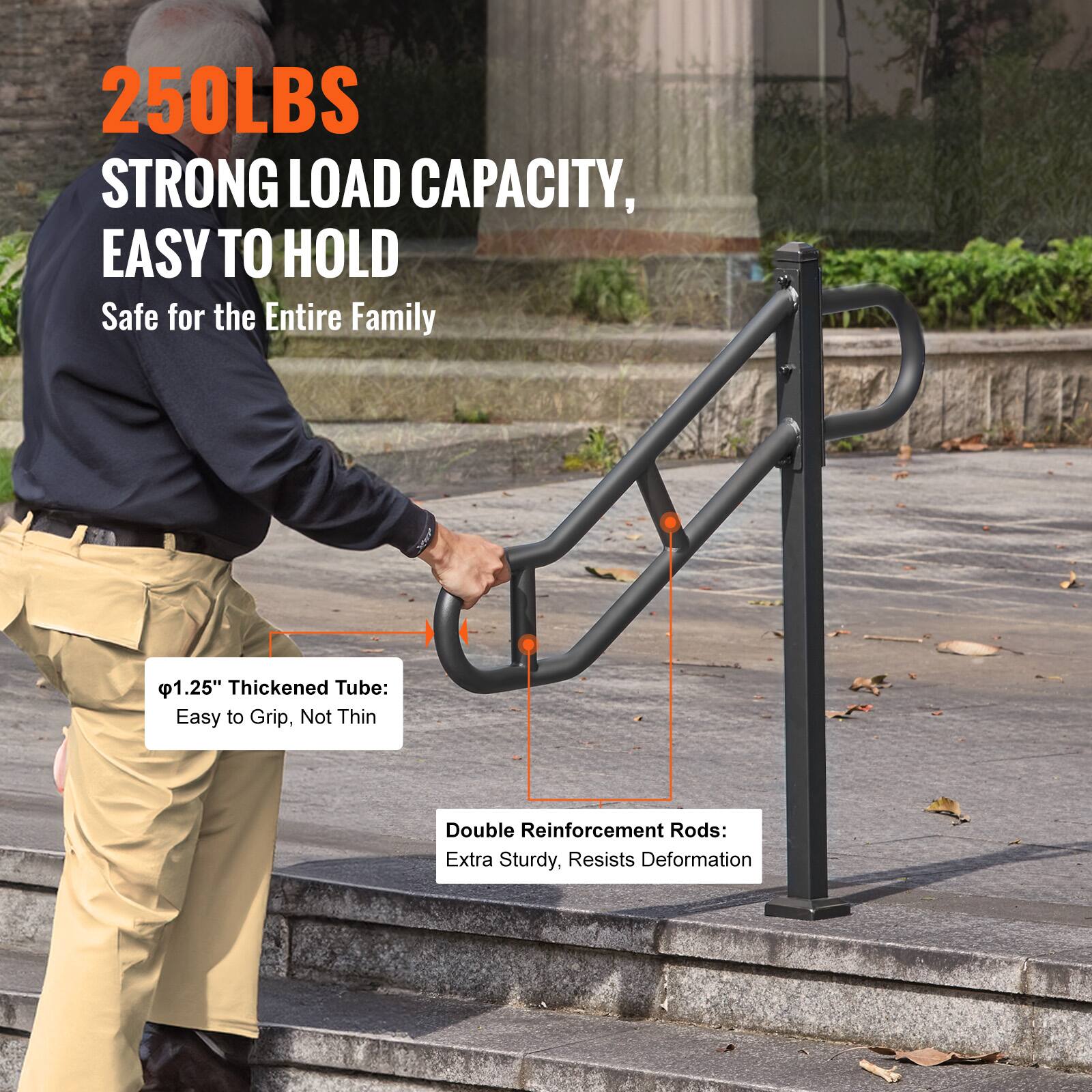 250LBS STRONG LOAD CAPACITY, EASY TO HOLD  
Safe for the Entire Family  

1.25" Thickened Tube: Easy to Grip, Not Thin  
Double Reinforcement Rods: Extra Sturdy, Resists Deformation