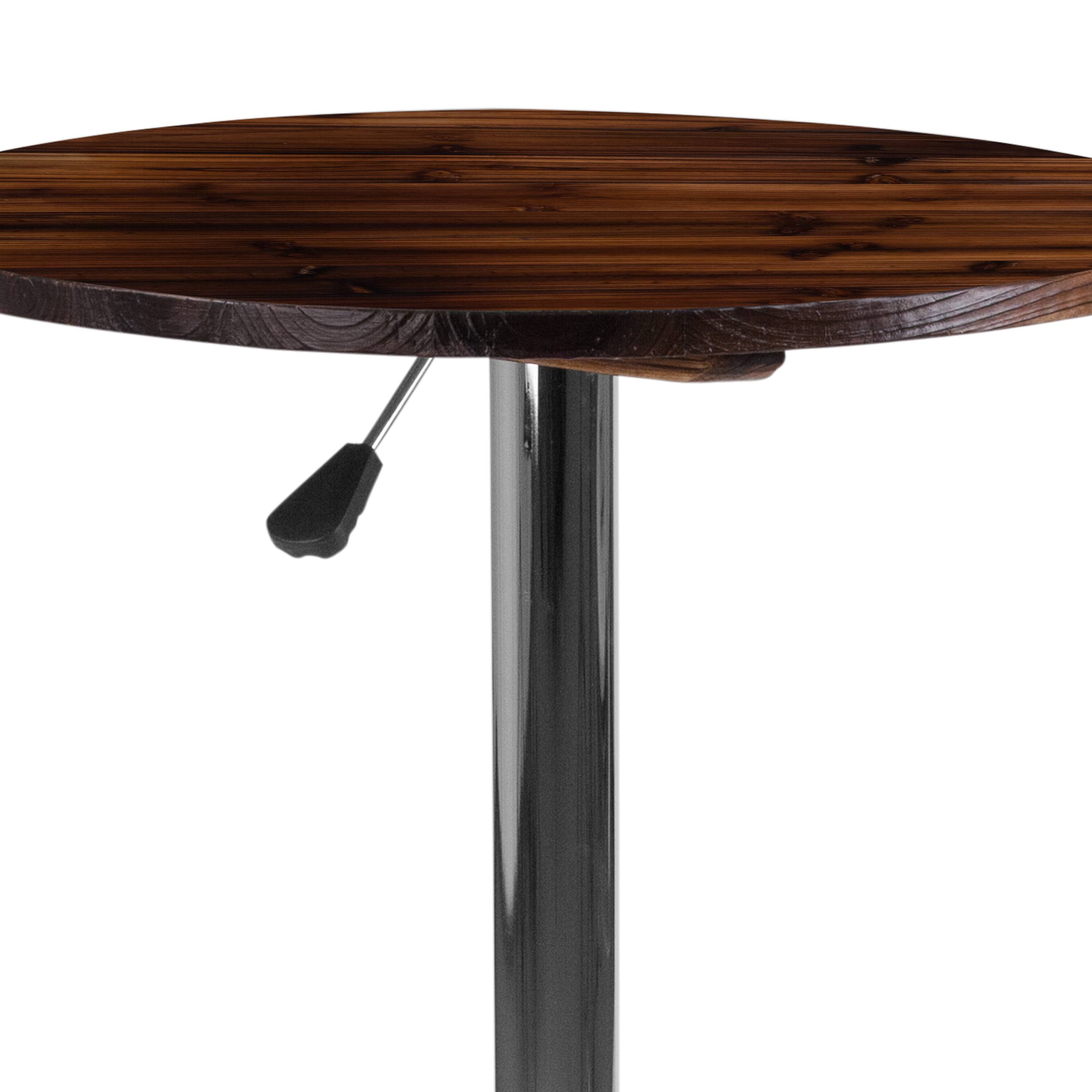Alt View 5. Emma + Oliver - 23.5'' Round Adjustable Height Wood Table (Adjustable Range 26.25'' - 35.5'') - Rustic Pine.