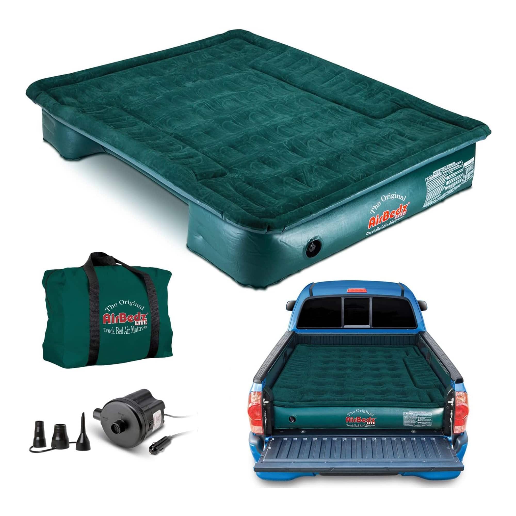 Pittman Outdoors - Lightweight Truck Airbed & Pump for Full-Size Standard Beds, 6' - Green