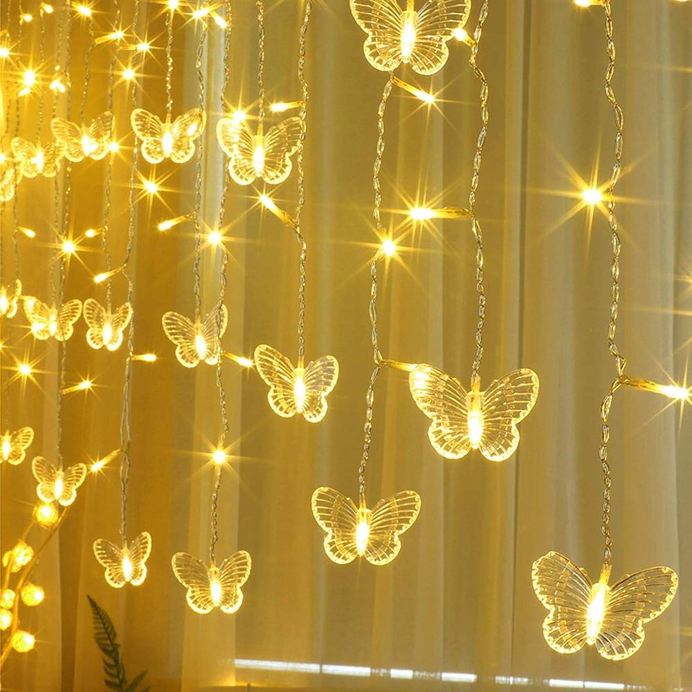 Alt View 1. MOSZAR LLC - Butterfly Curtain Fairy Lights – 120 LEDs, USB, Warm White.