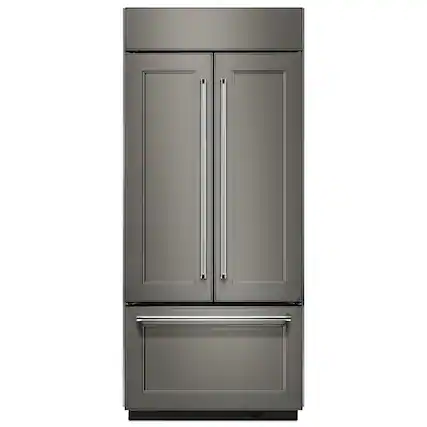 Front. KitchenAid - 20.8 Cu. Ft. Built-In French Door Bottom Mount Refrigerator - Panel Ready.