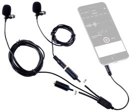 MOVO - Executive Lavalier Clip-on Interview Microphone with Secondary Mic & Headphone Monitoring Input for Smartphones