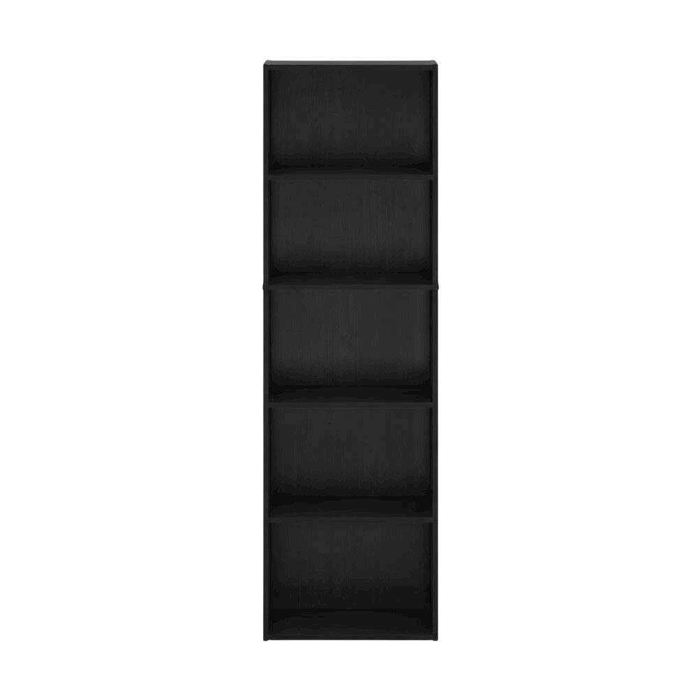 Back. FurniFact - Wood Bookcase with Open Shelving for Living Room or Office Storage - Blackwood.