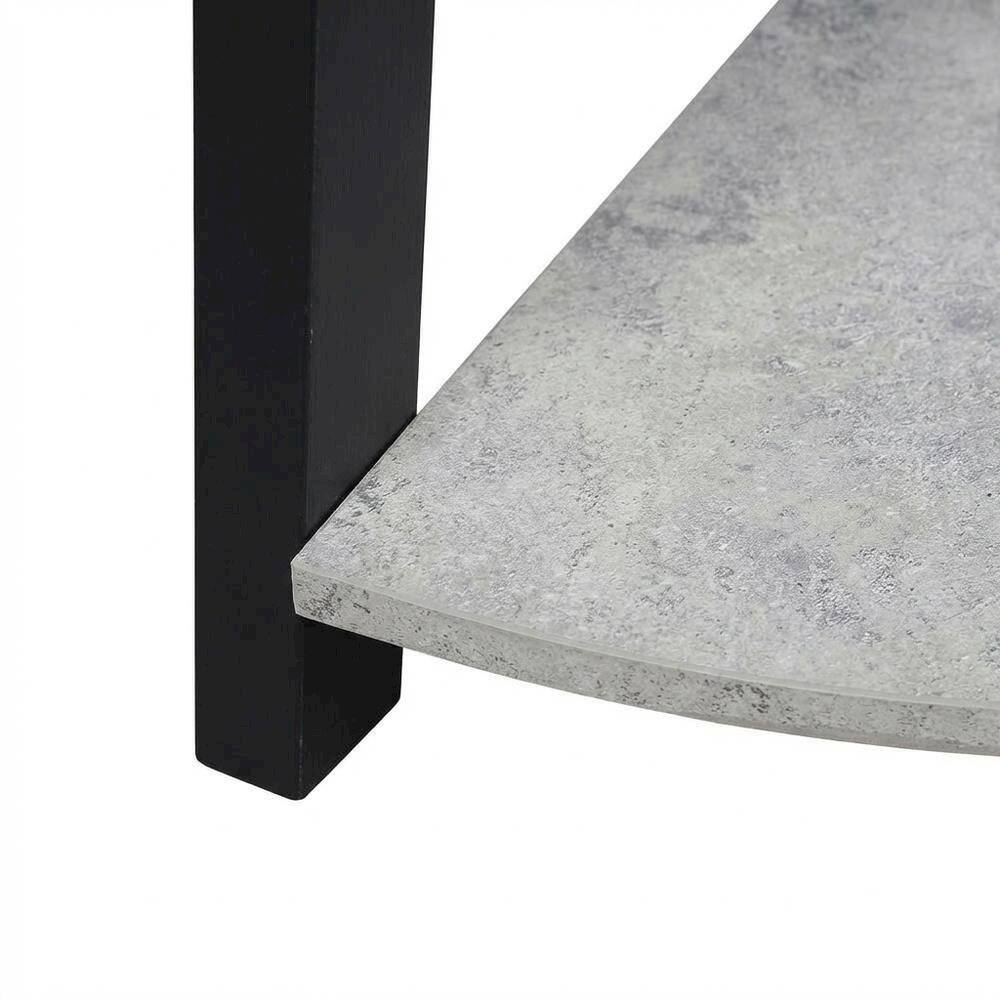 Alt View 3. FurniFact - Black 5-Tier Corner Bookshelf with Faux Cement Finish and Modern Style - Faux Cement.