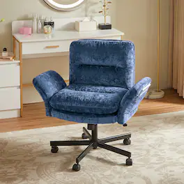 Bestier - Ergonomic Office Chair with Flip-Up Armrest, Criss Cross Chair 360° Swivel Ergonomic Vanity Chair for Home Office - Blue