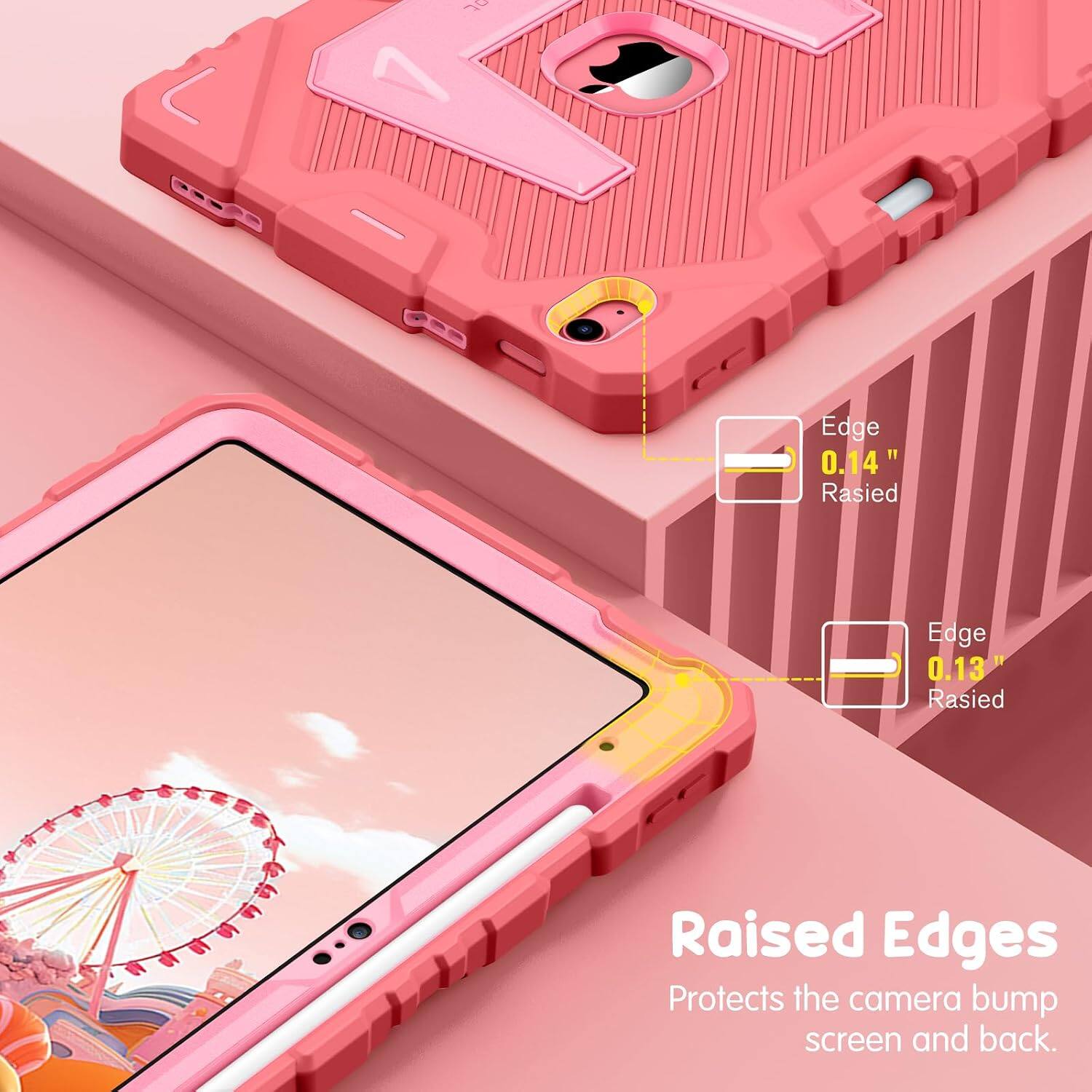 70 Edge " 0.14 " Raised Edge 0.13" Raised Edges Protects the camera bump screen and back.