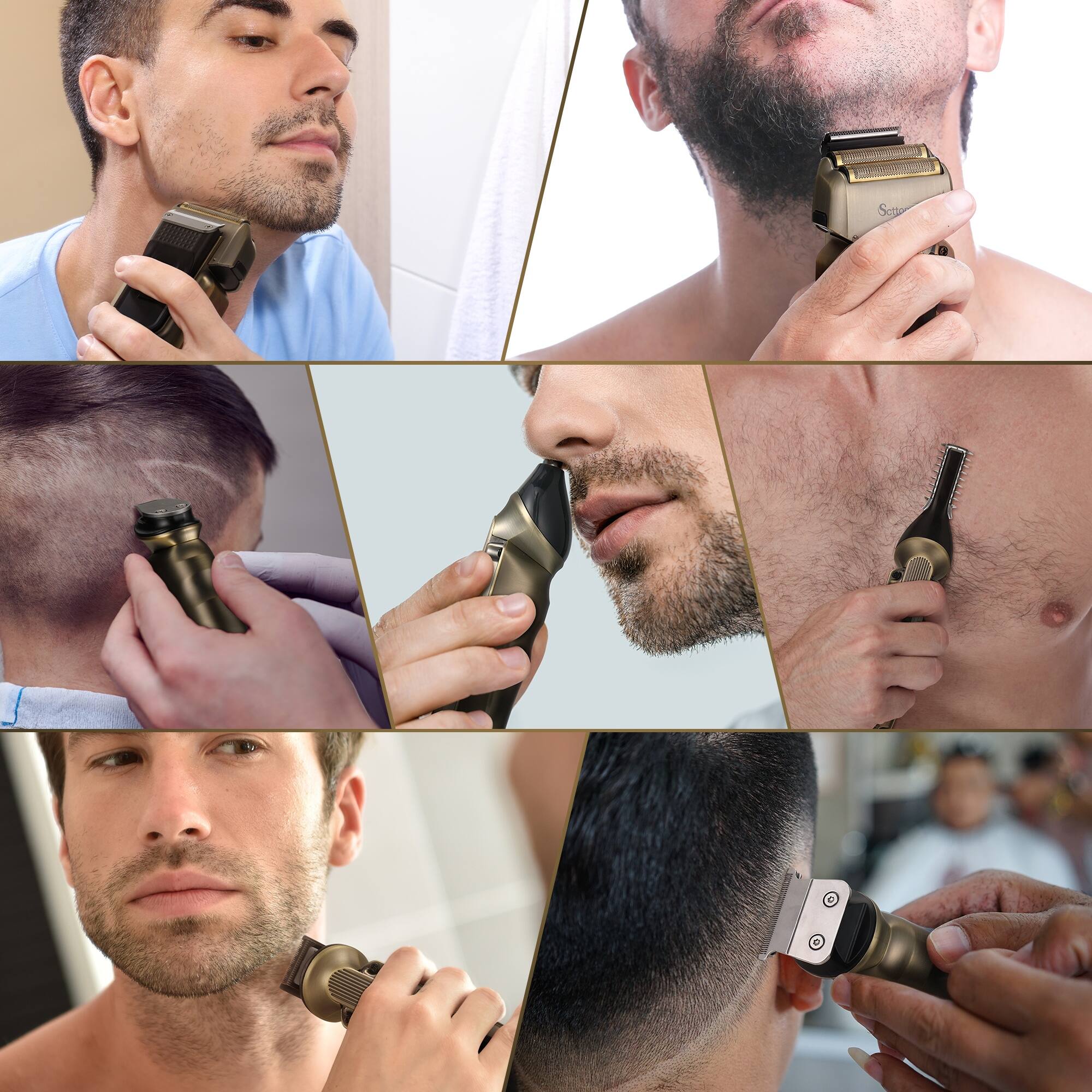 Alt View 3. HATTEKER - Men’s Foil Shaver & T-Blade Trimmer Grooming Kit, Cordless Waterproof Electric Razor for Beard and Bald Head Shaving - bronze.