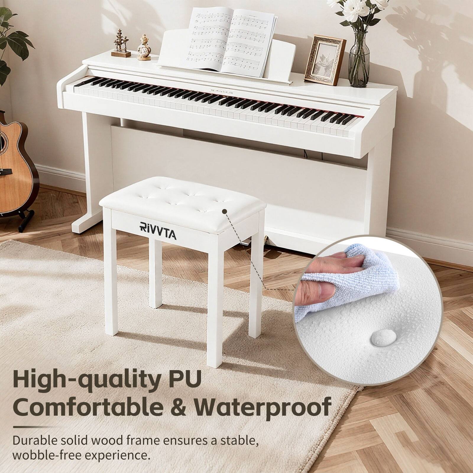 RIVVTA High-quality PU Comfortable & Waterproof  
Durable solid wood frame ensures a stable, wobble-free experience.